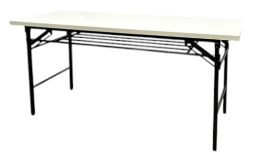 [レンタル] 折り畳みテーブル 棚付き W1500 D450