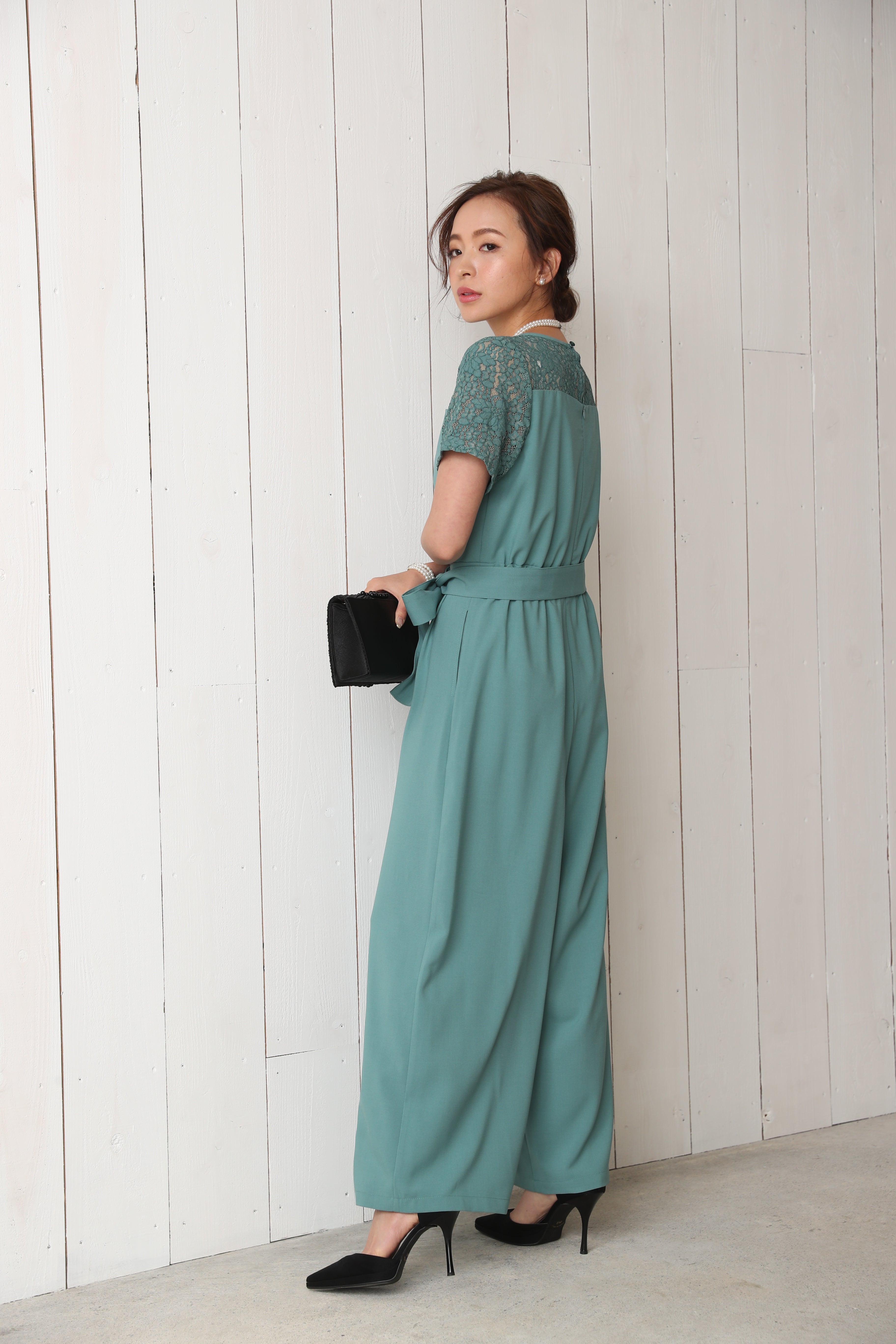 [レンタル] BELINDA DE CAPRIS 袖付きタックテーパード オールインワン パンツドレス ミントの宅配レンタル - 18