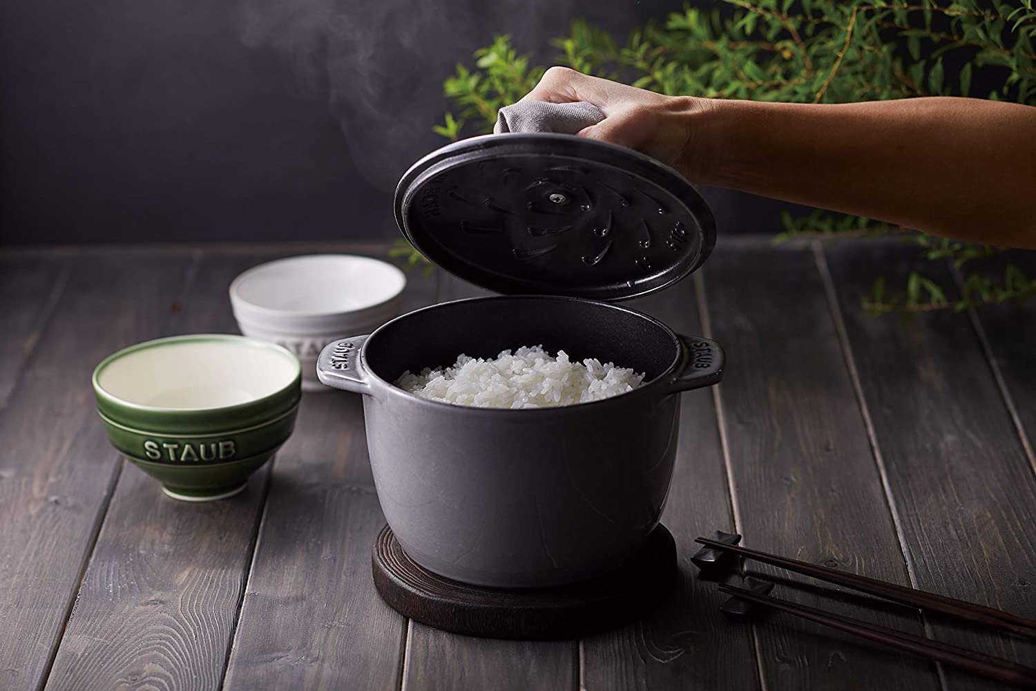 レンタル] STAUB ストウブ ラ ココット de GOHAN ブラック M 16cm ご飯