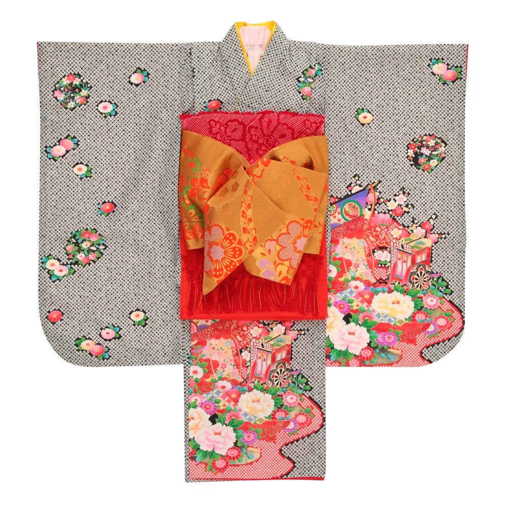 七五三/節句 着物セット 7歳女の子 御所車 鞠