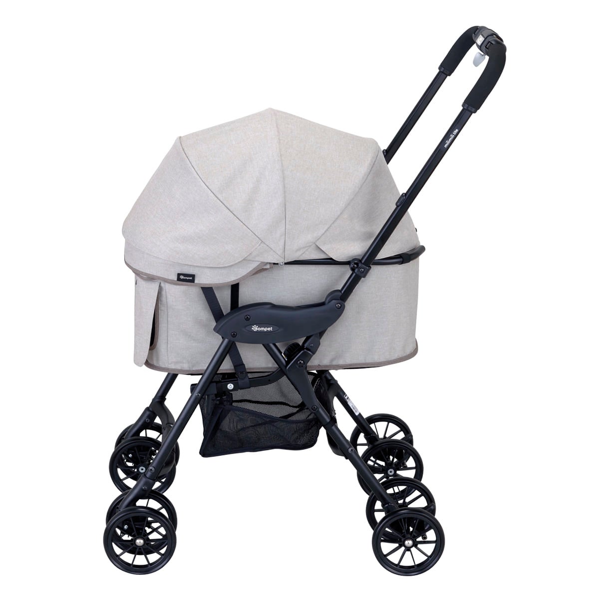 [レンタル] コンビ ペット用カート コムペット ミリミリライト アルファ EG ロング 10th anniversary model ハワイアンベージュ＋フリル ウォームチャコール - 6