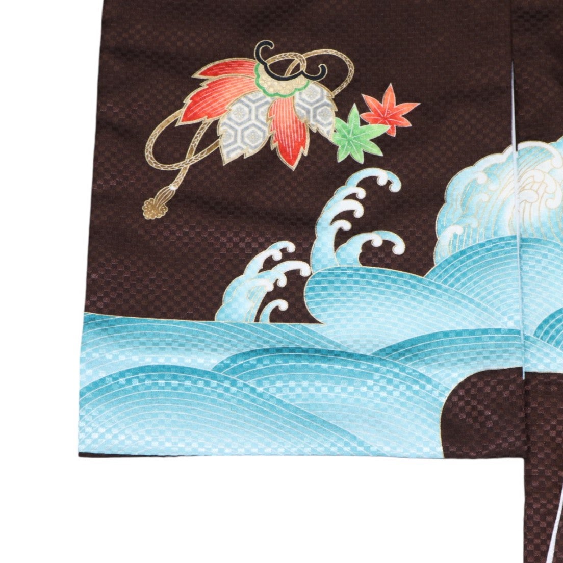 [レンタル] 男の子 お宮参り 産着レンタル6点フルセット 鷹に波 こげ茶の宅配レンタル - 3