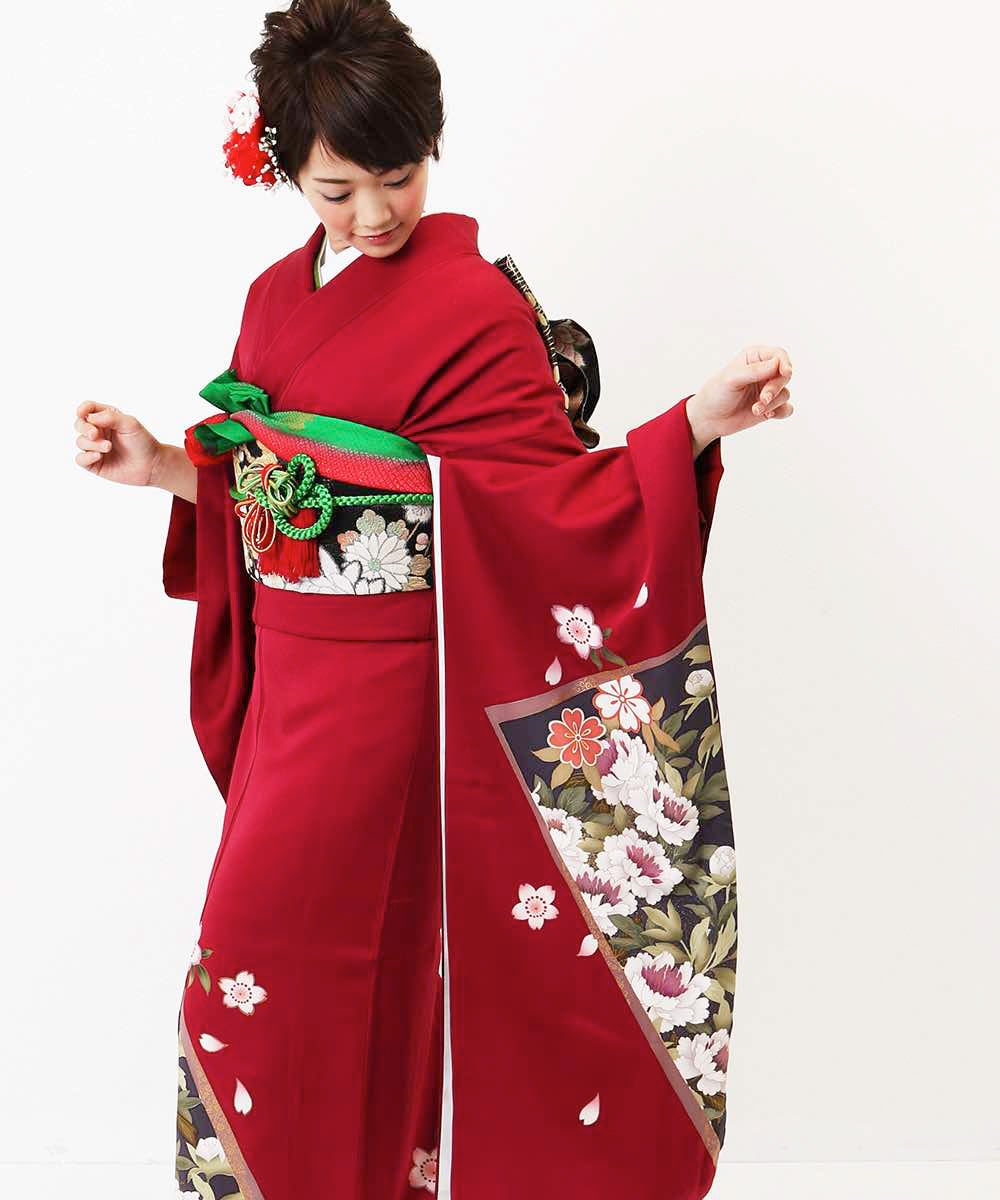 [レンタル] レンタル振袖フルセット-294 赤系 花柄の宅配レンタル - 10