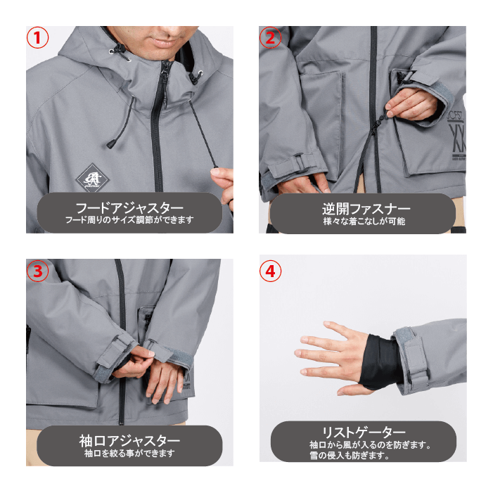 [レンタル] 【Mサイズ】オンヨネ(ONYONE) 男女兼用 スノーボードウェア 上下セット OUTER JACKET JFJ96200 GRAYISH BLUE / OUTER PANTS JFP96800 GRAYISH BLUEの宅配レンタル - 7