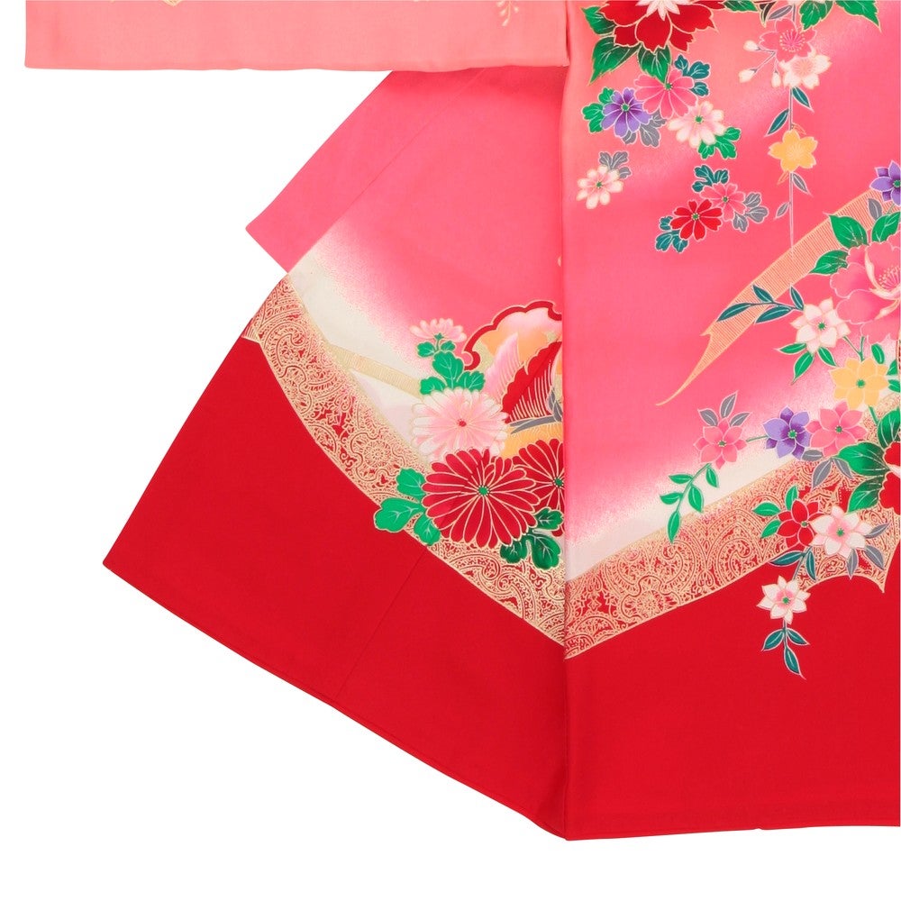 [レンタル] 女の子 お宮参り 産着レンタル6点フルセット 正絹 牡丹 満開の宅配レンタル - 2