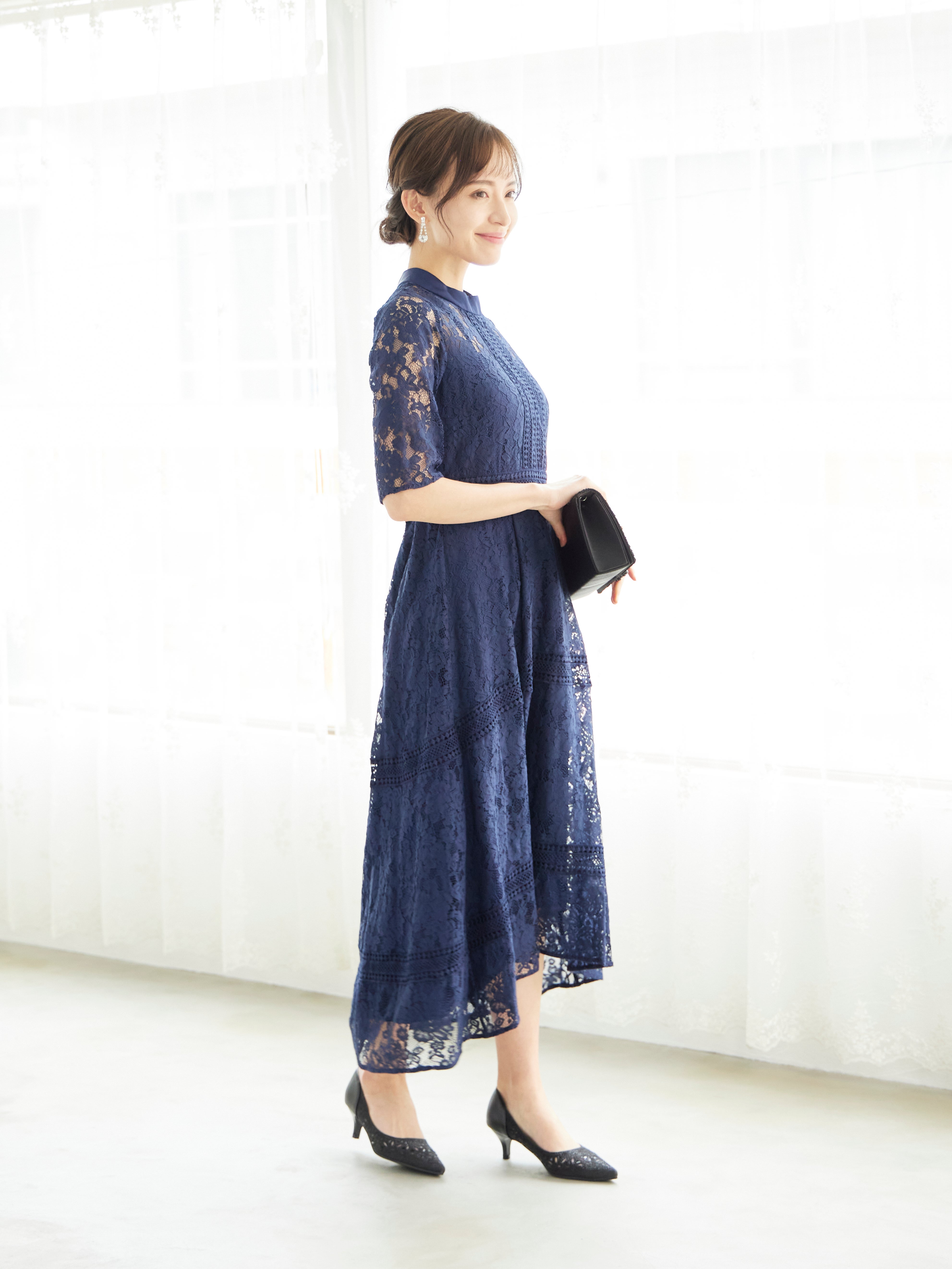 [レンタル] BELINDA DE CAPRIS ケミカルレース フィッシュテール ワンピースドレス ネイビーの宅配レンタル - 7