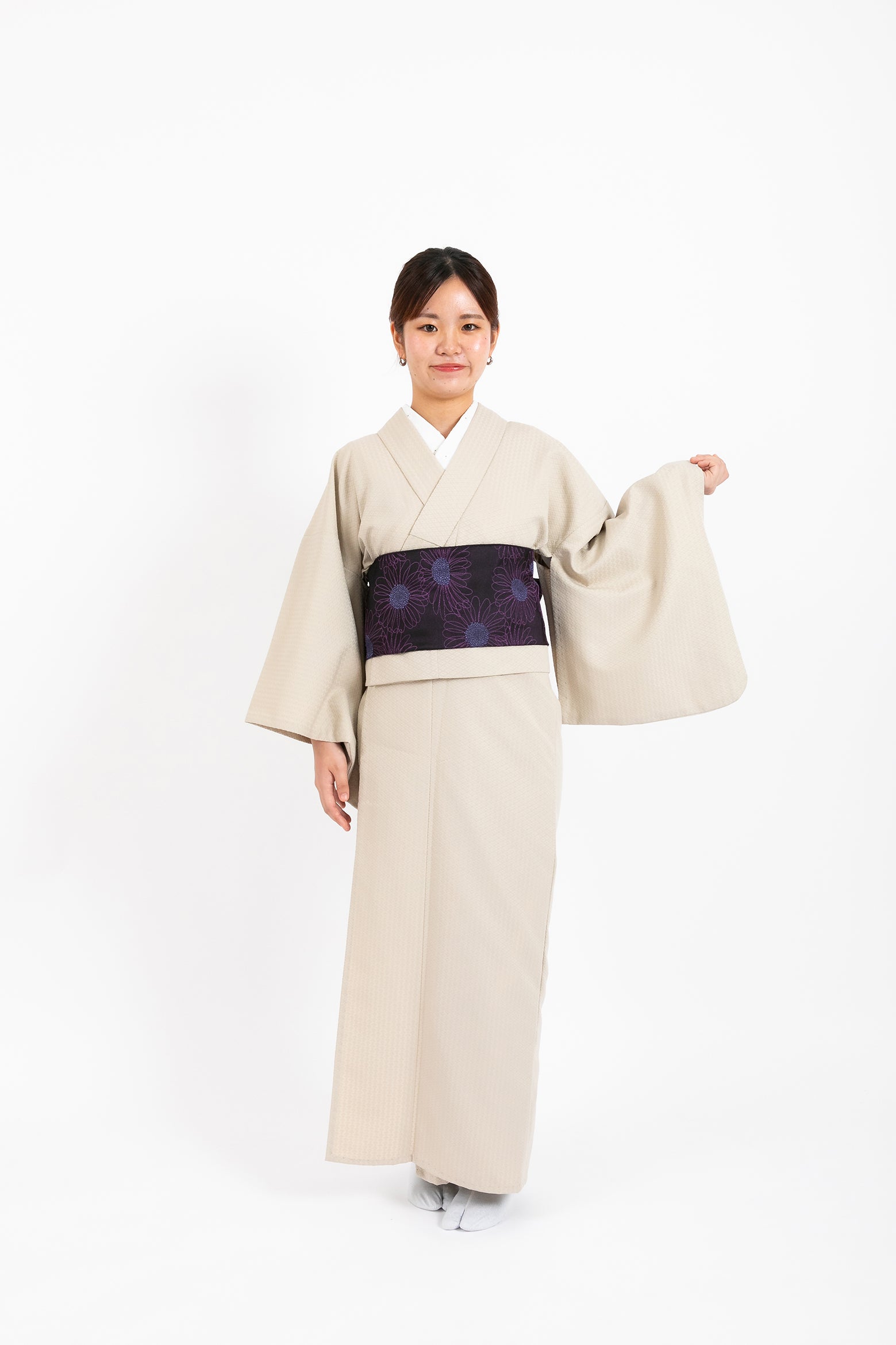 [レンタル] 花襲(はながさね) かんたん着物 YOUR 地紋(ベージュ) Lサイズ