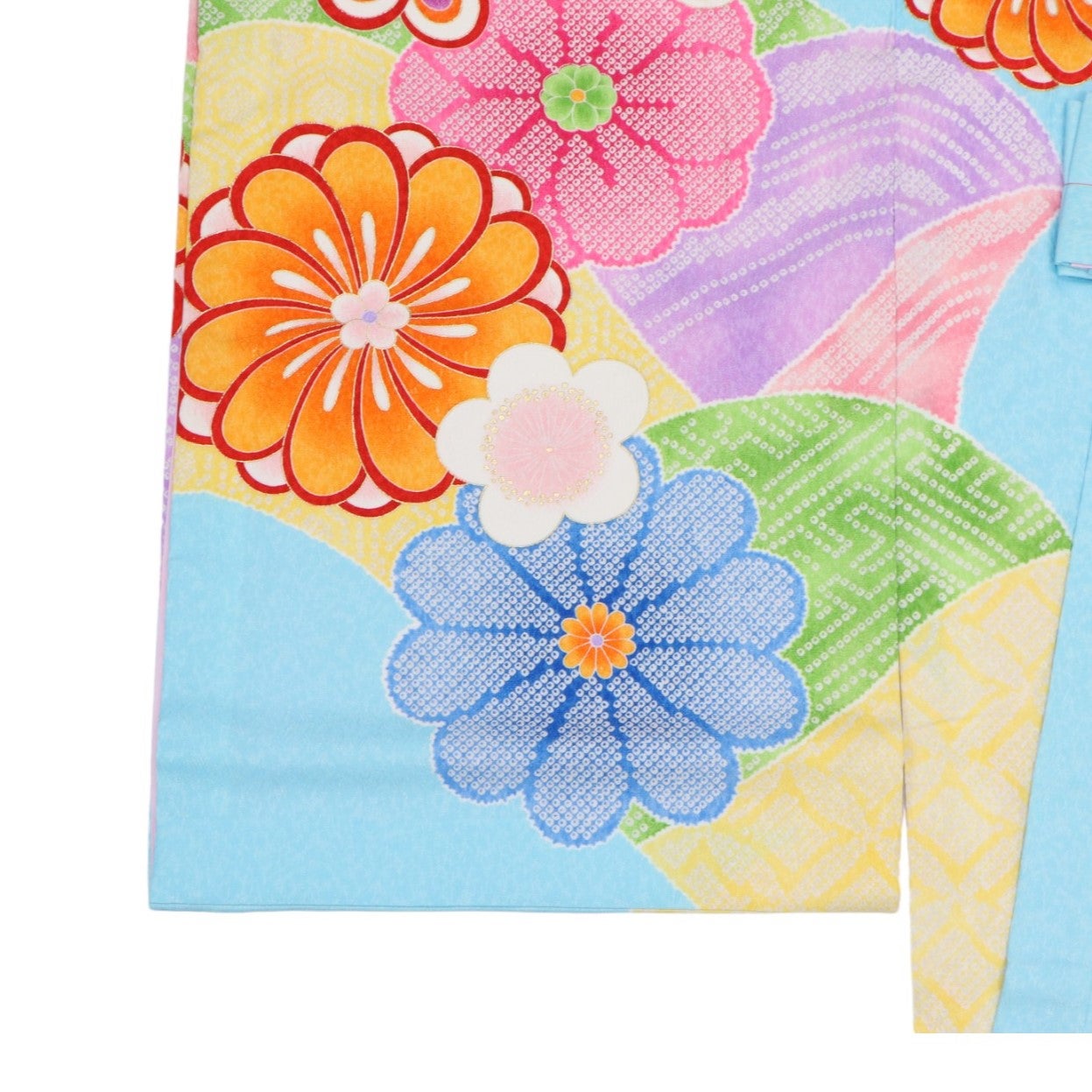 [レンタル] 女の子 お宮参り 産着レンタル6点フルセット 疋田に鞠 ブルーの宅配レンタル - 2