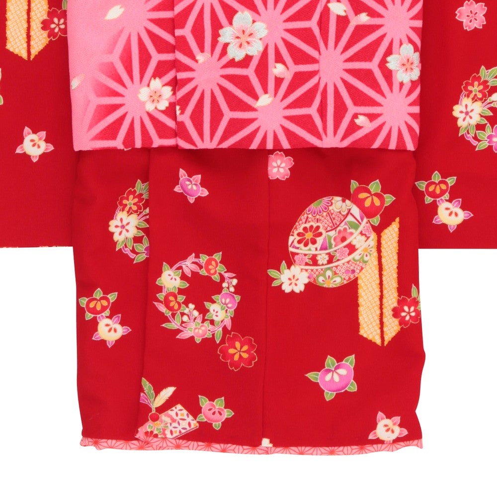 [レンタル] 七五三/節句 被布セット 3歳女の子 被布セット 可愛らしい花柄 手鞠の宅配レンタル - 3