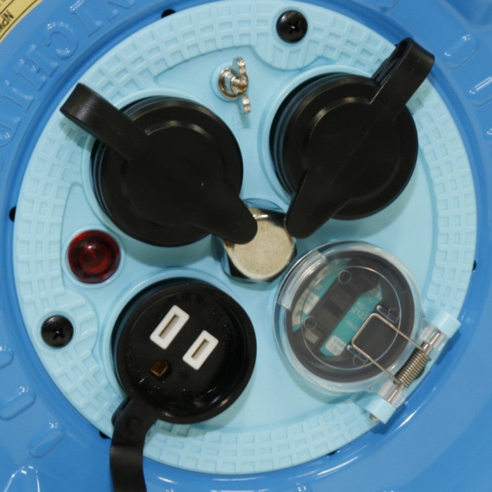 [レンタル] 日動工業 電工ドラム 100V 防雨防塵型NPW-EB23 漏電保護専用ブレーカー付 20m - 2