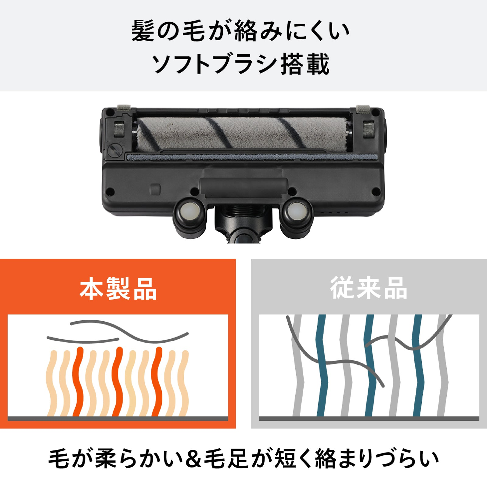 ツインバード コードレススティック型クリーナー TC-E266B 髪の毛が絡みにくいソフトブラシ搭載 - 15