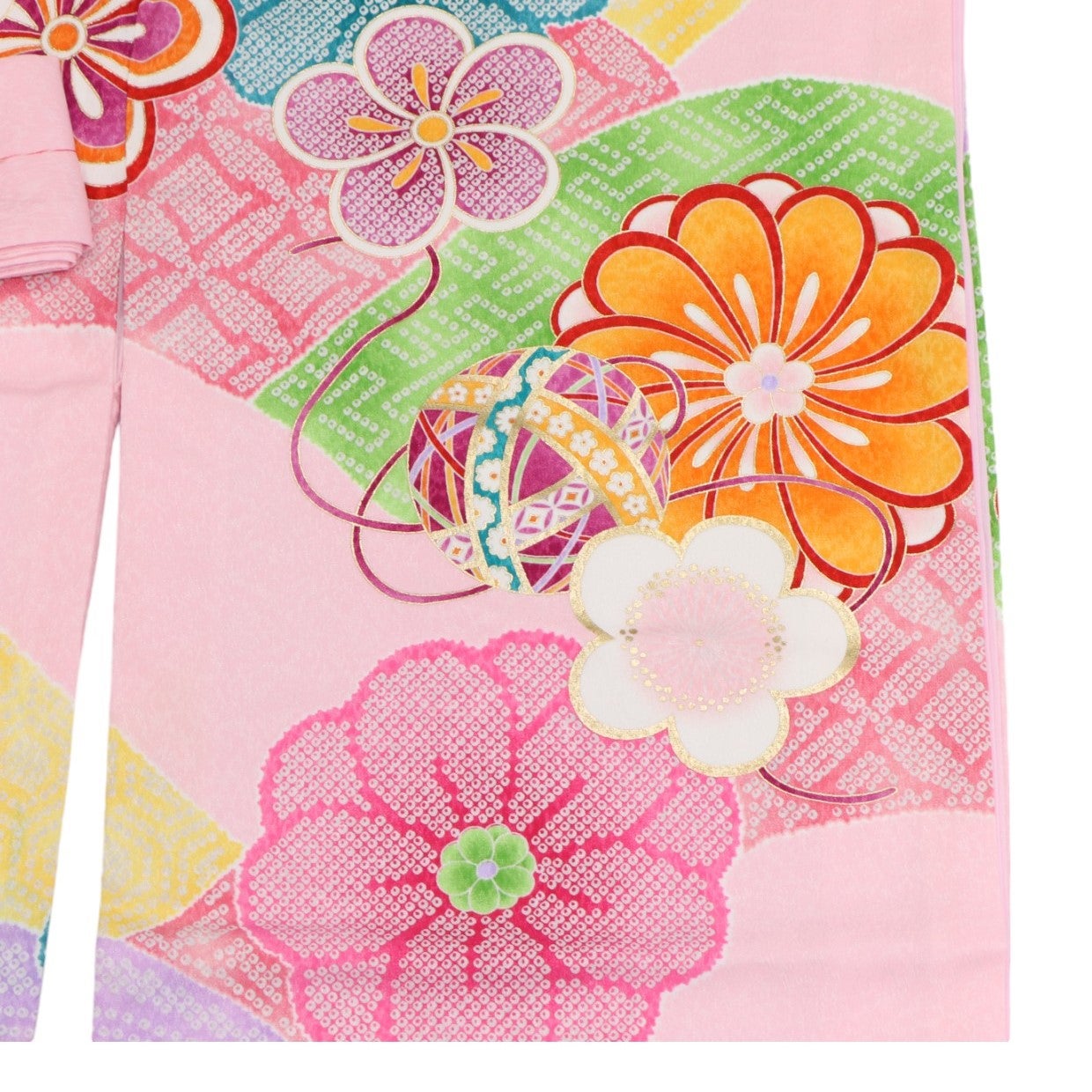 [レンタル] 女の子 お宮参り 産着レンタル6点フルセット 疋田に鞠 ピンクの宅配レンタル - 3