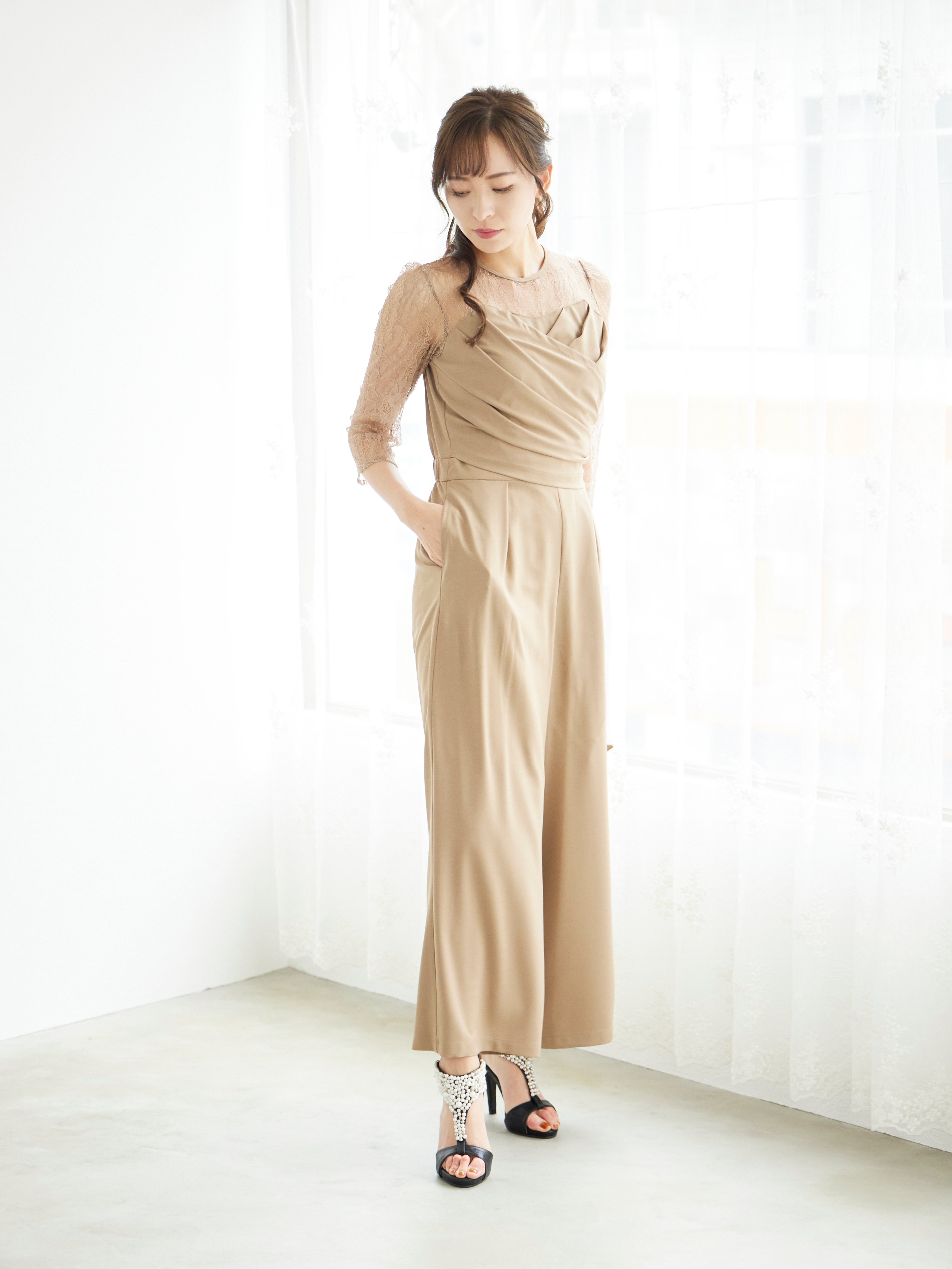 [レンタル] BELINDA DE CAPRIS クロスデザイン オールインワン パンツドレス ベージュの宅配レンタル - 4