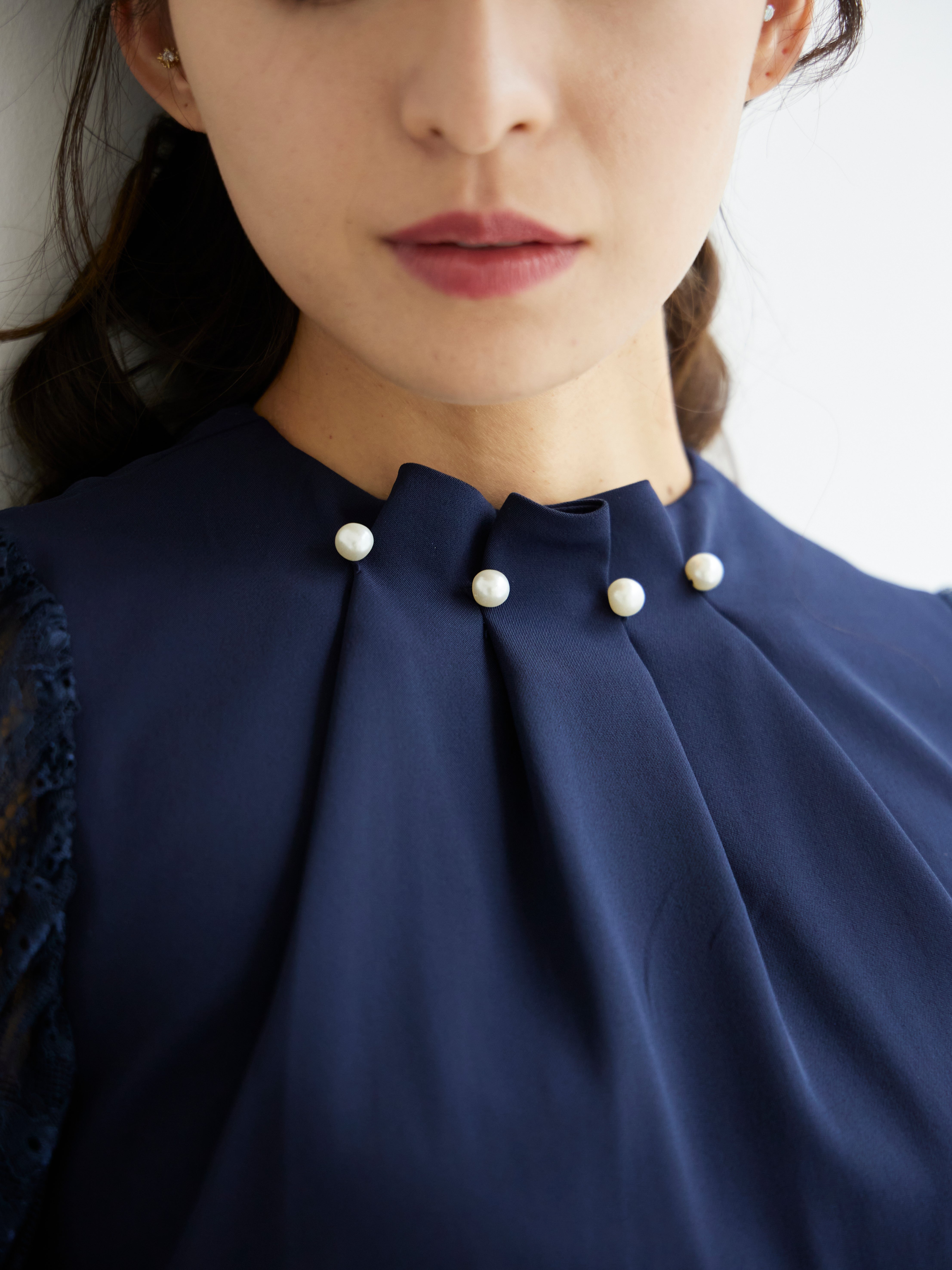 [レンタル] BELINDA DE CAPRIS パールボタン付き セットアップ パンツドレス ネイビーの宅配レンタル - 10