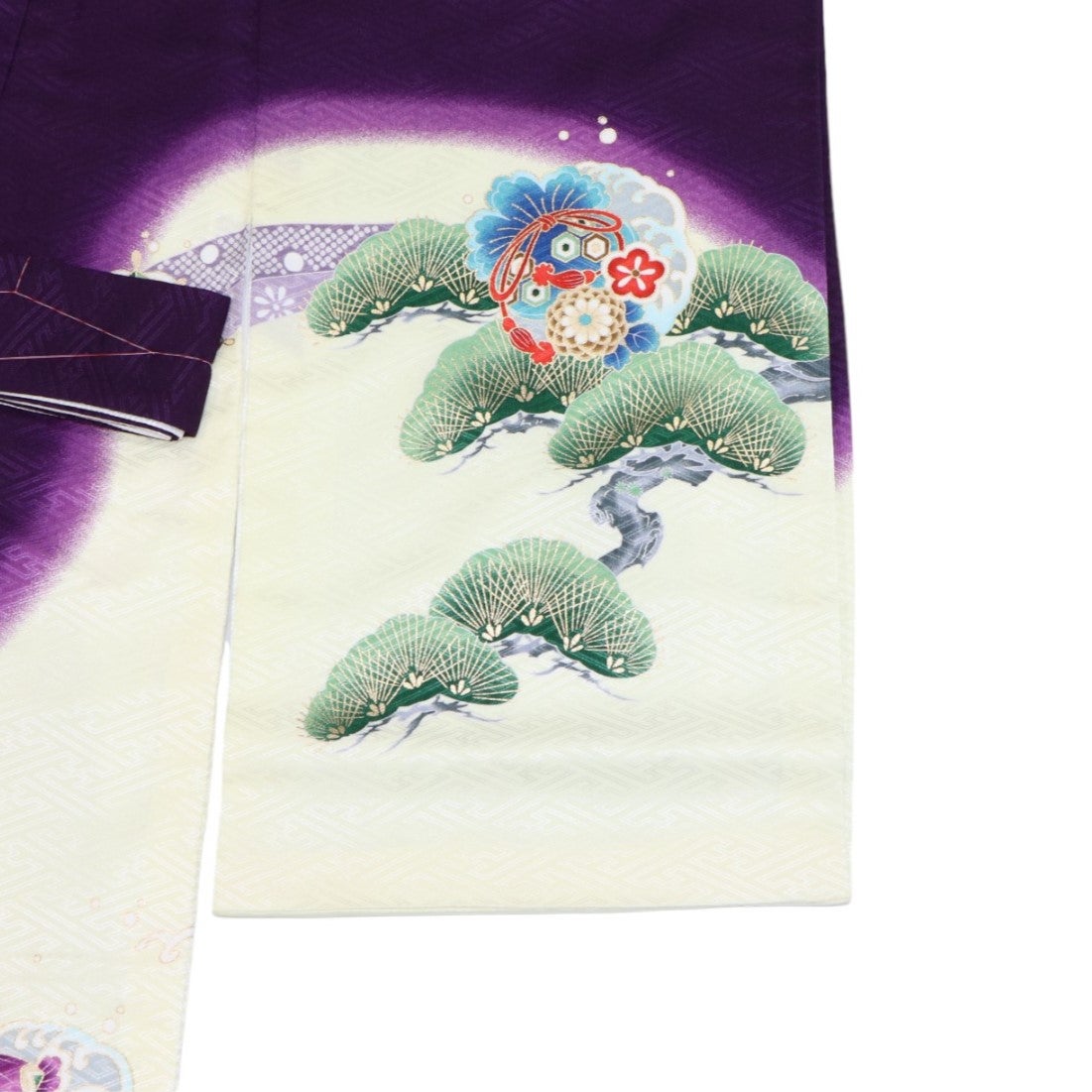 [レンタル] 男の子 お宮参り 産着レンタル6点フルセット 鷹に宝船 紫の宅配レンタル - 2