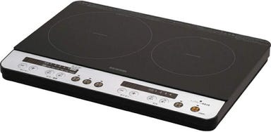 アイリスオーヤマ 2口 IH クッキングヒーター ブラック IHK-W12-B 工事不要 1400W 100V