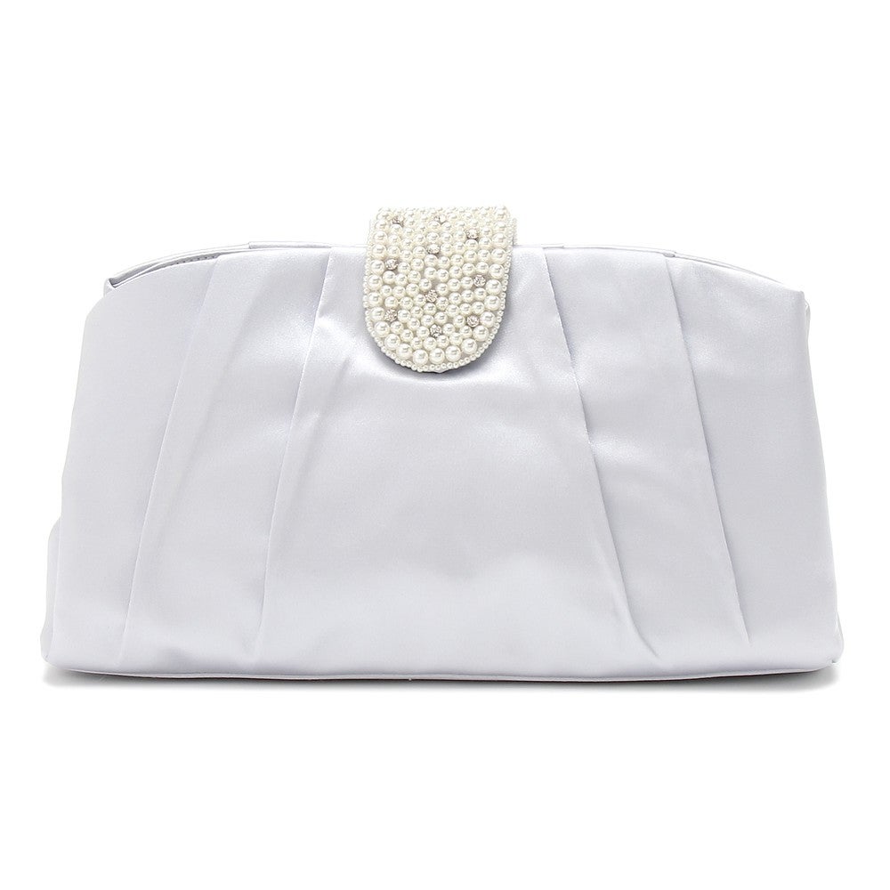 [レンタル] レディース パール＆ビジュー付き クラッチバッグ - 6