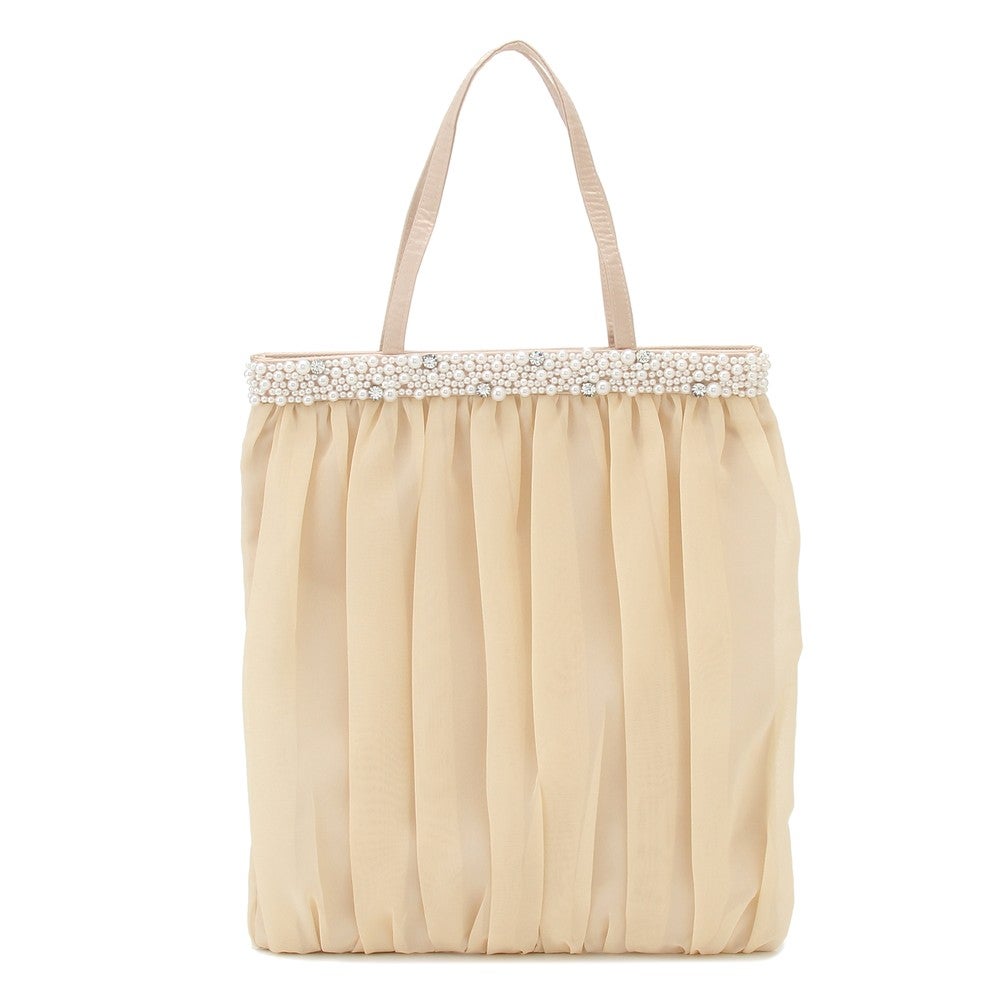 レディース ギャザー風 パール＆ビジュー付き サブバッグ