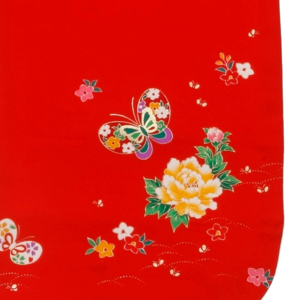 [レンタル] 七五三/節句 被布セット 3歳女の子 被布セット 牡丹とお花畑の宅配レンタル - 3