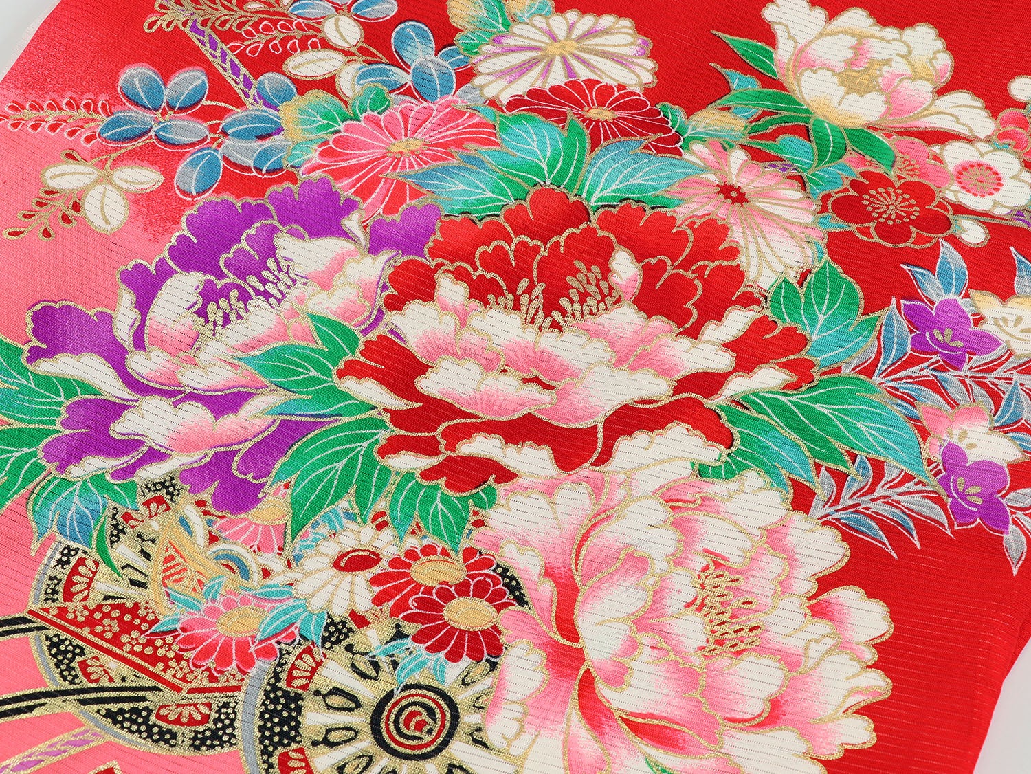 [レンタル] 女の子 お宮参り 産着 絽（夏用）レンタル6点フルセット 正絹 花車に蝶 赤色の宅配レンタル - 4