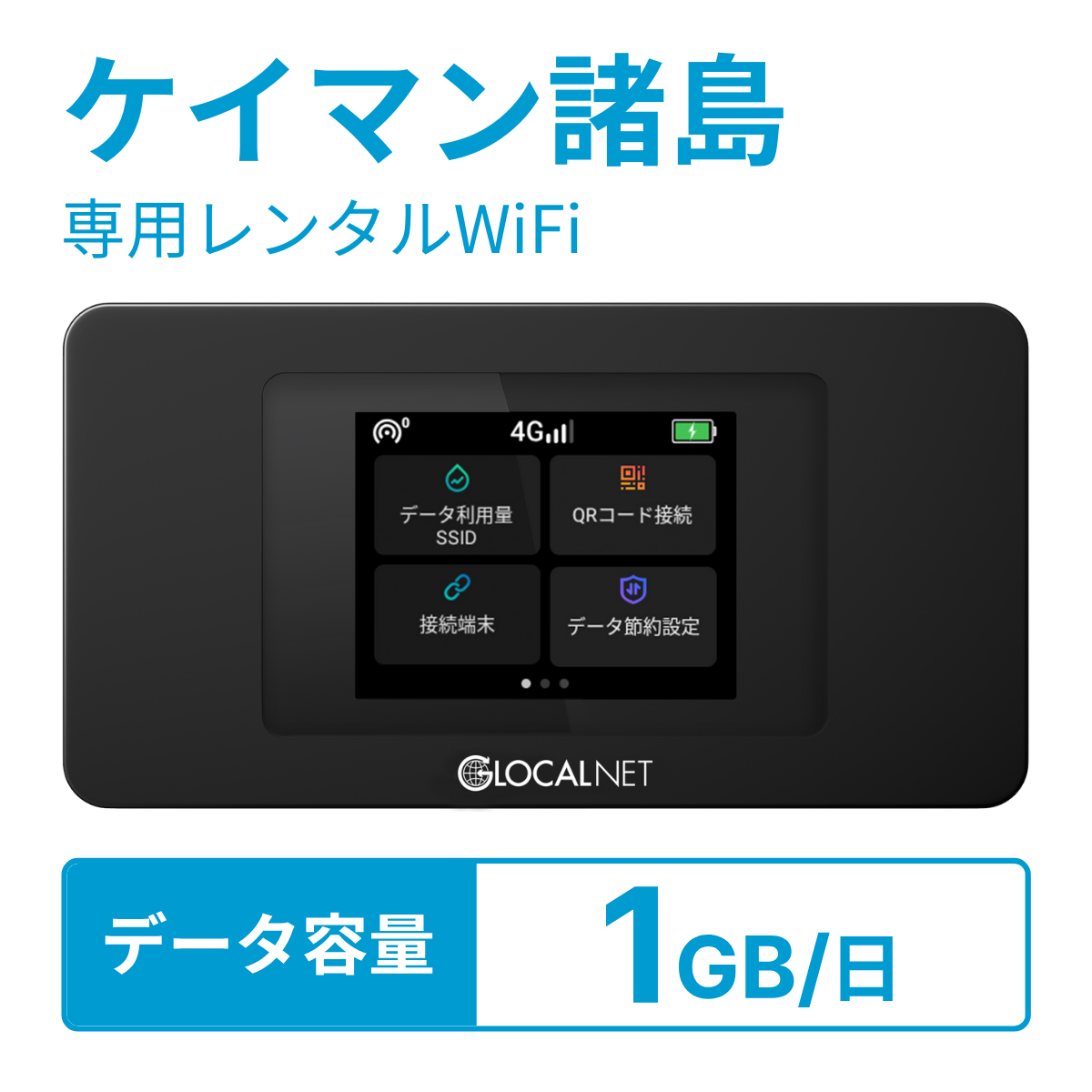 レンティオWiFi ケイマン諸島WiFi 4G 1GB/日 データ容量プラン