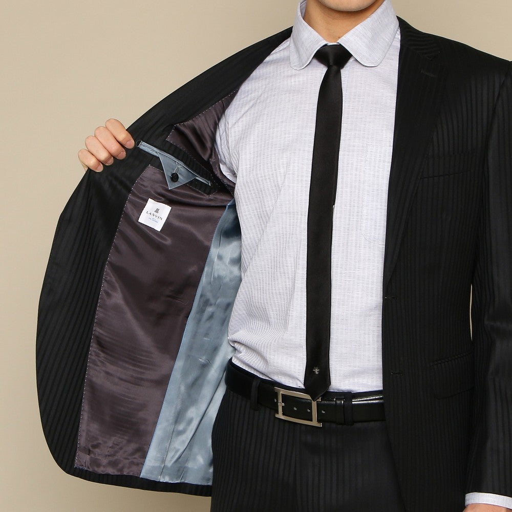 [レンタル] ランバンオンブルー シャドーストライプ メンズスーツ2点セット(ジャケット+パンツ) ブラックの宅配レンタル - 4