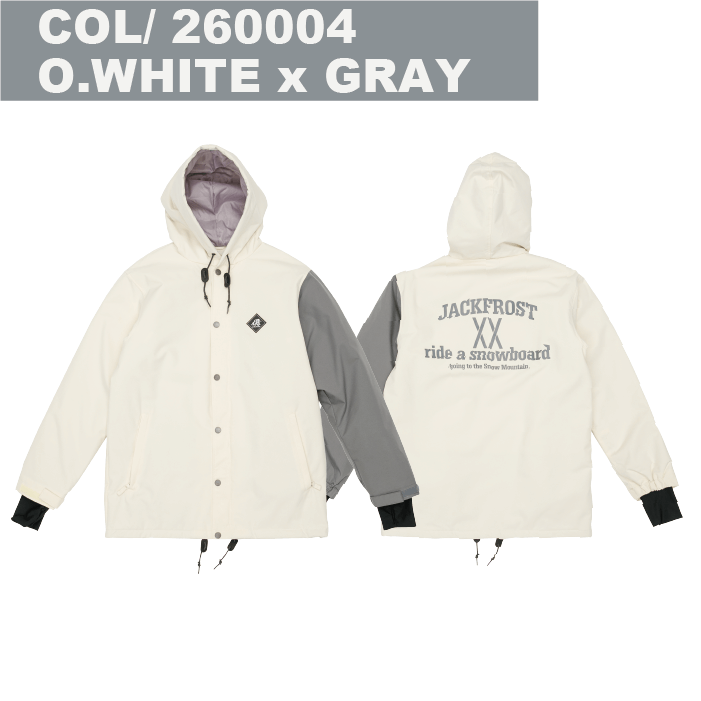 [レンタル] 【Lサイズ】オンヨネ(ONYONE) 男女兼用 スノーボードウェア 上下セット HOODED JACKET JFJ96500 O.WHITEｘGRAY / UNISEX PANTS JFP96700 BLACKの宅配レンタル - 2