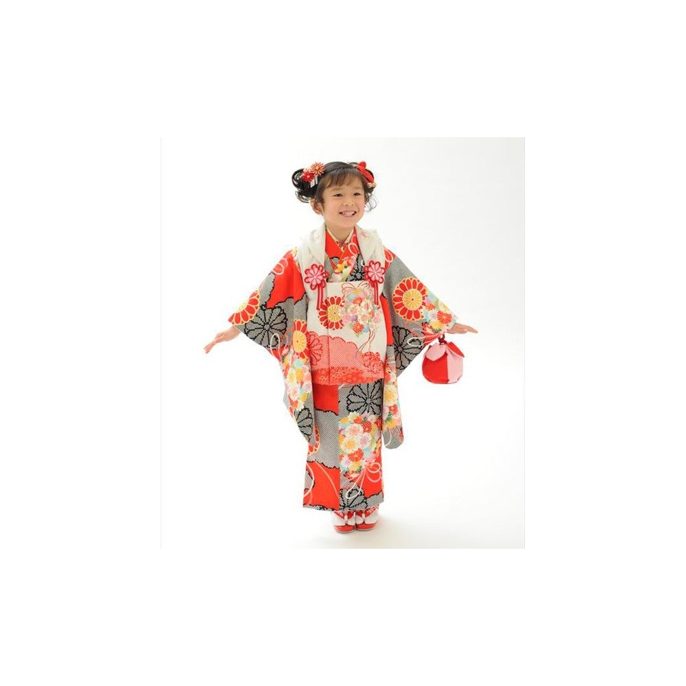 [レンタル] 七五三/節句 被布セット 3歳女の子 疋田柄 花手毬の宅配レンタル - 2