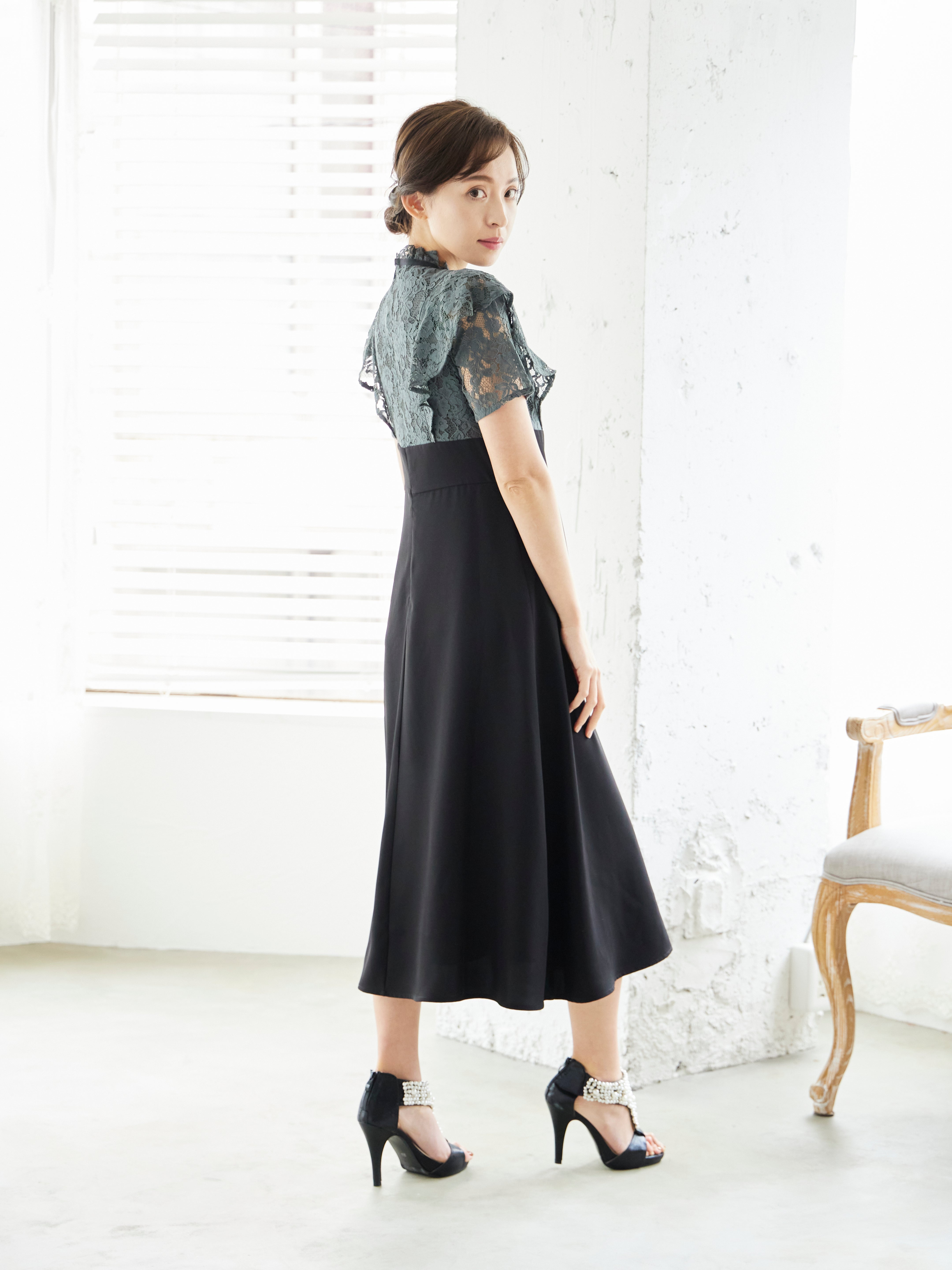 [レンタル] BELINDA DE CAPRIS レース切り替え タイトワンピースドレス グレーの宅配レンタル - 6