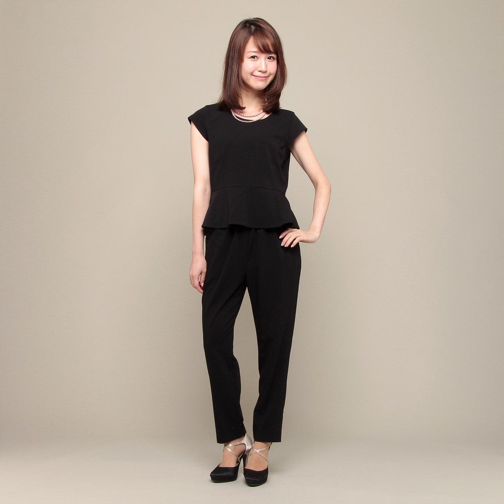 [レンタル] レディース ビームス ライツ キャップスリーブ パンツドレス ブラック 7号