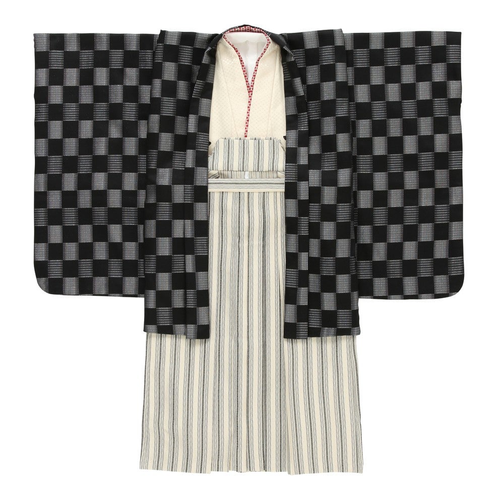 [レンタル] 七五三/節句 袴セット 5歳男の子 交織 絵羽 四ツ身 選べる5色 (グレー / 白 / 黒 / 青 / 紫)の宅配レンタル - 9