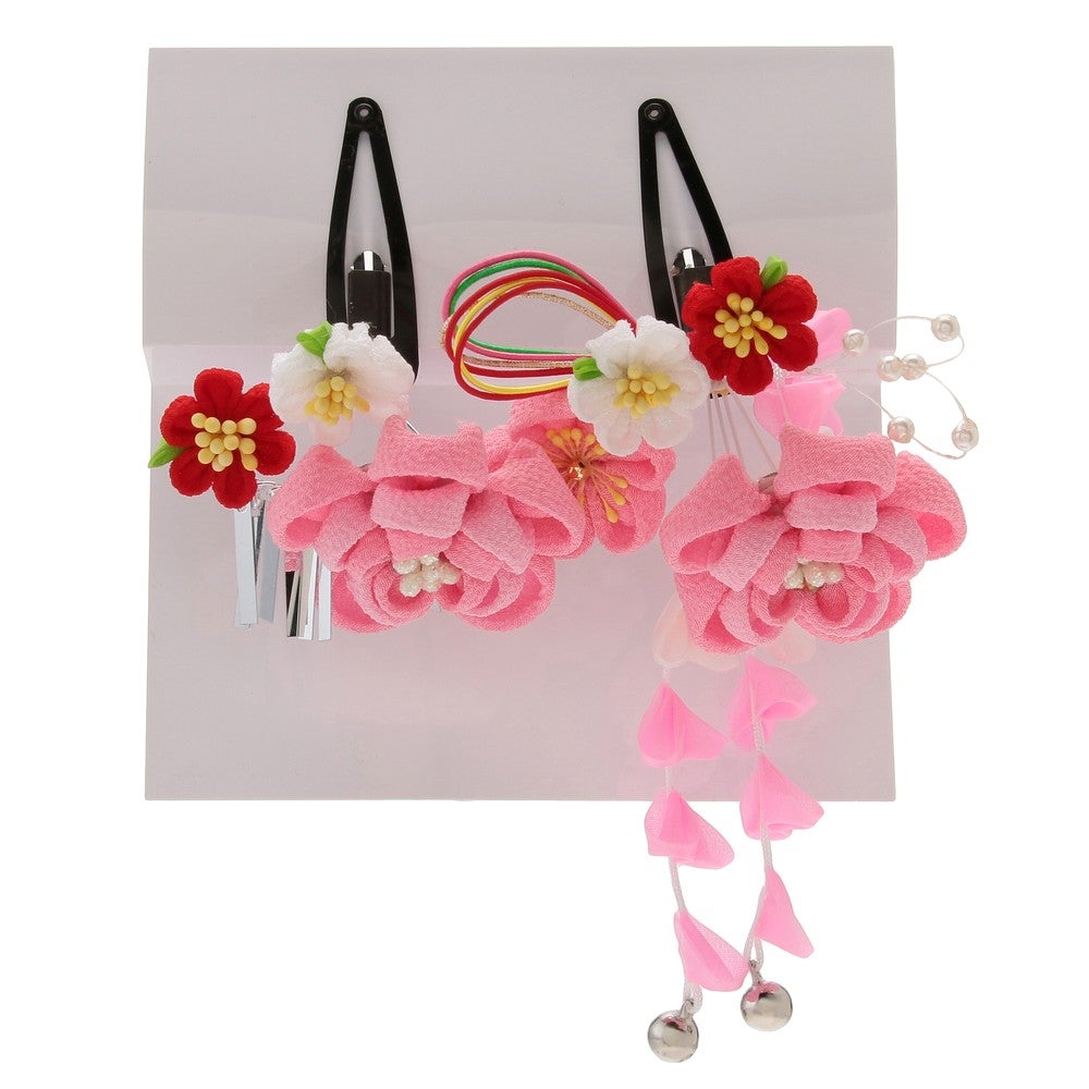 [レンタル] 七五三/節句 和装髪飾り 2点セット パッチン留め (ピンク)の宅配レンタル - 5