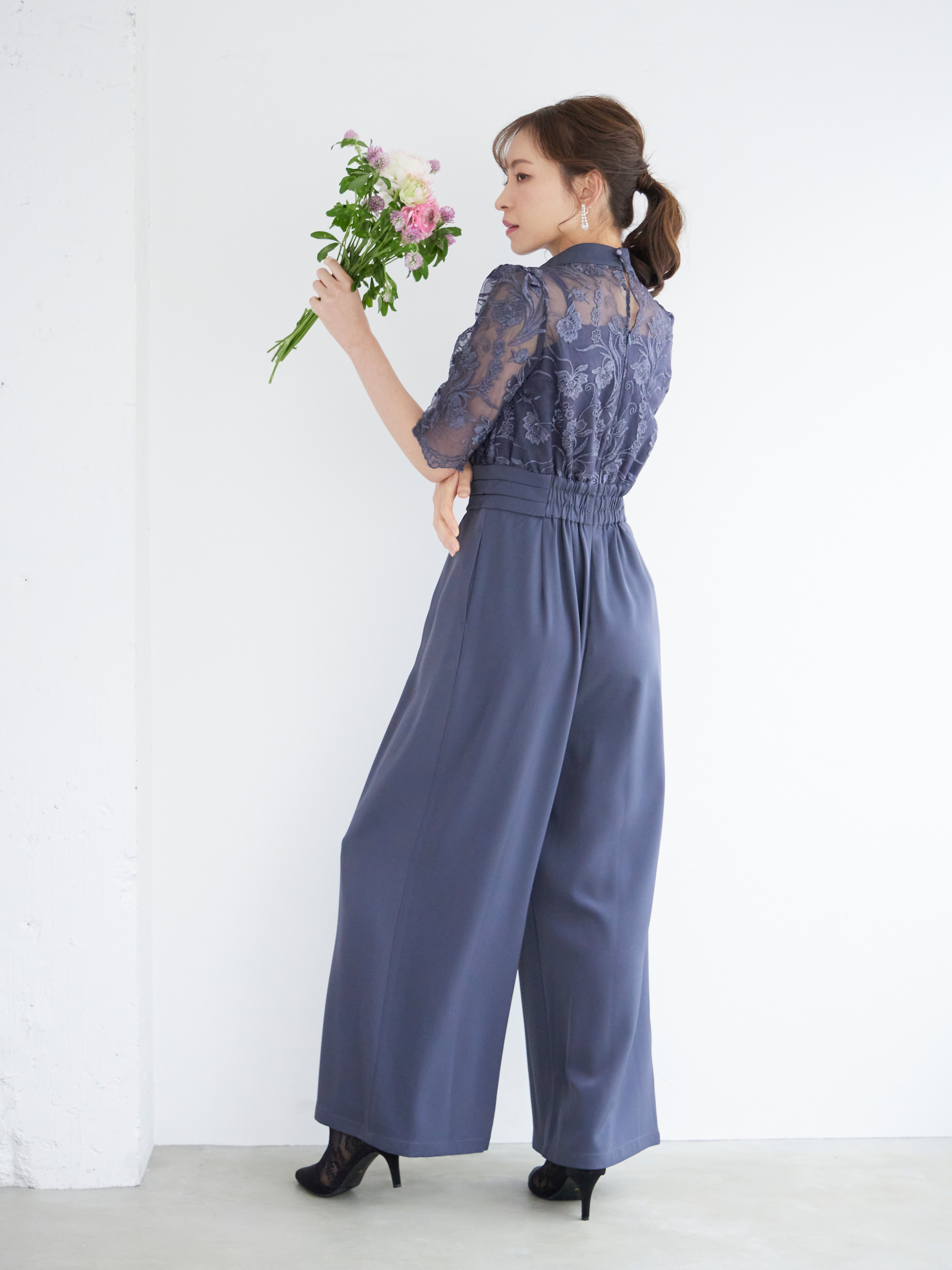 極美品！大きいサイズ15号BELINDA DE CAPRISパンツセットアップ レンタル] BELINDA DE CAPRIS 前開きブラウス セットアップ