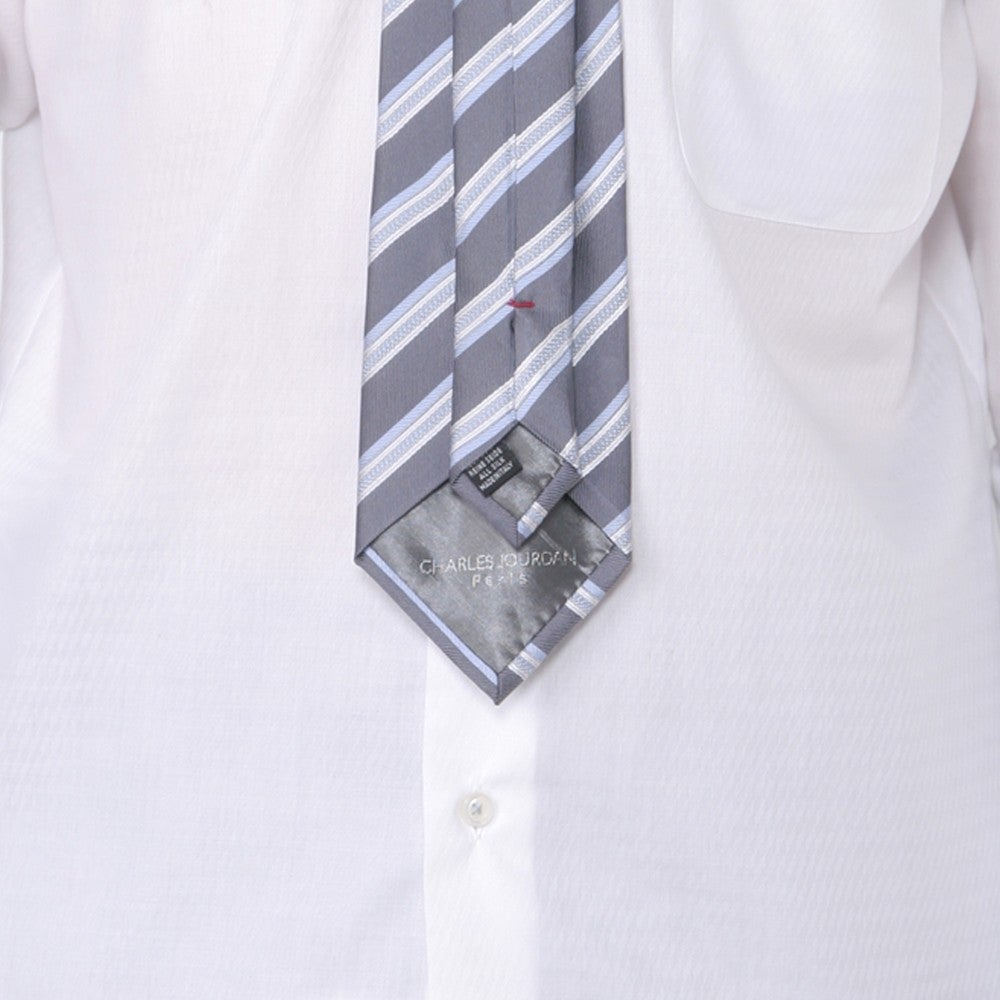 [レンタル] f-mode メンズネクタイ シルク グレー マルチストライプ柄の宅配レンタル - 3