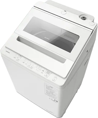 日立 ビートウォッシュ BW-V100M 全自動洗濯機 10kg 本体 斜め上から ホワイト - 2