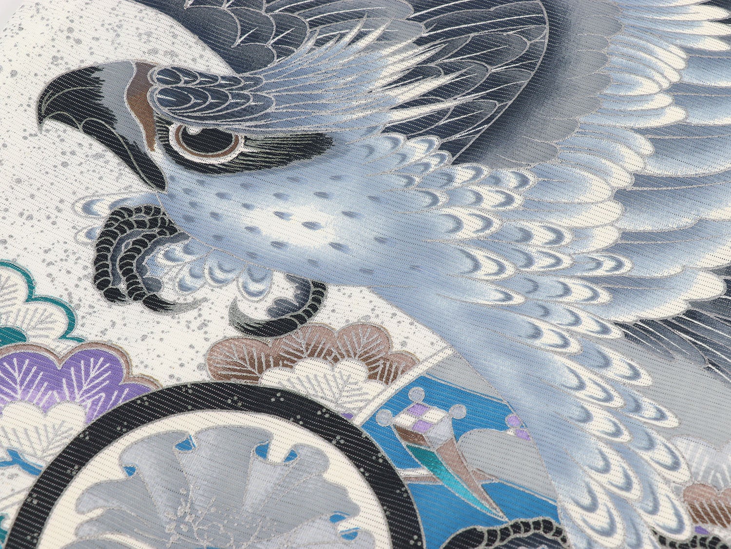 [レンタル] 男の子 お宮参り 産着 絽（夏用） レンタル6点フルセット 鷹に御所車 薄い黒色 / 墨黒の宅配レンタル - 4