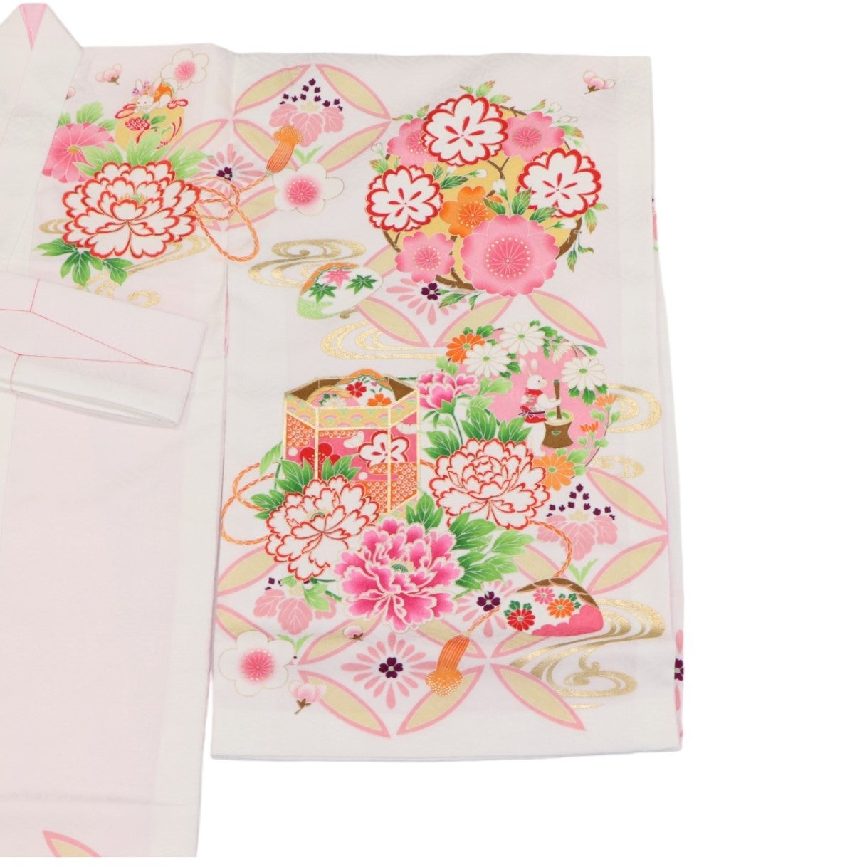 [レンタル] 女の子 お宮参り 産着レンタル6点フルセット 貝桶 白の宅配レンタル - 4