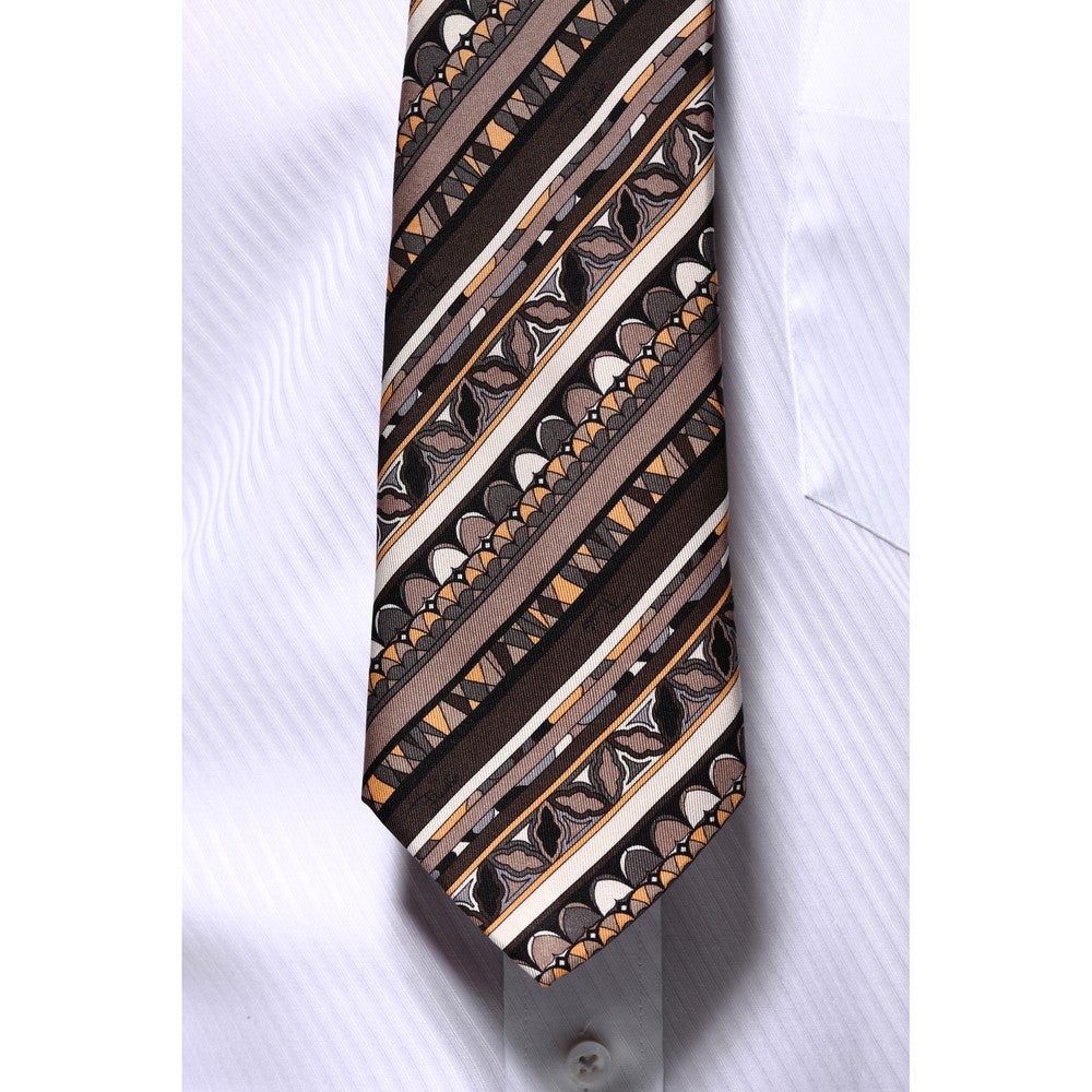 [レンタル] エミリオ・プッチ メンズネクタイ シルク ベージュ / ブラウン / ネイビー アイビーストライプ柄の宅配レンタル - 6