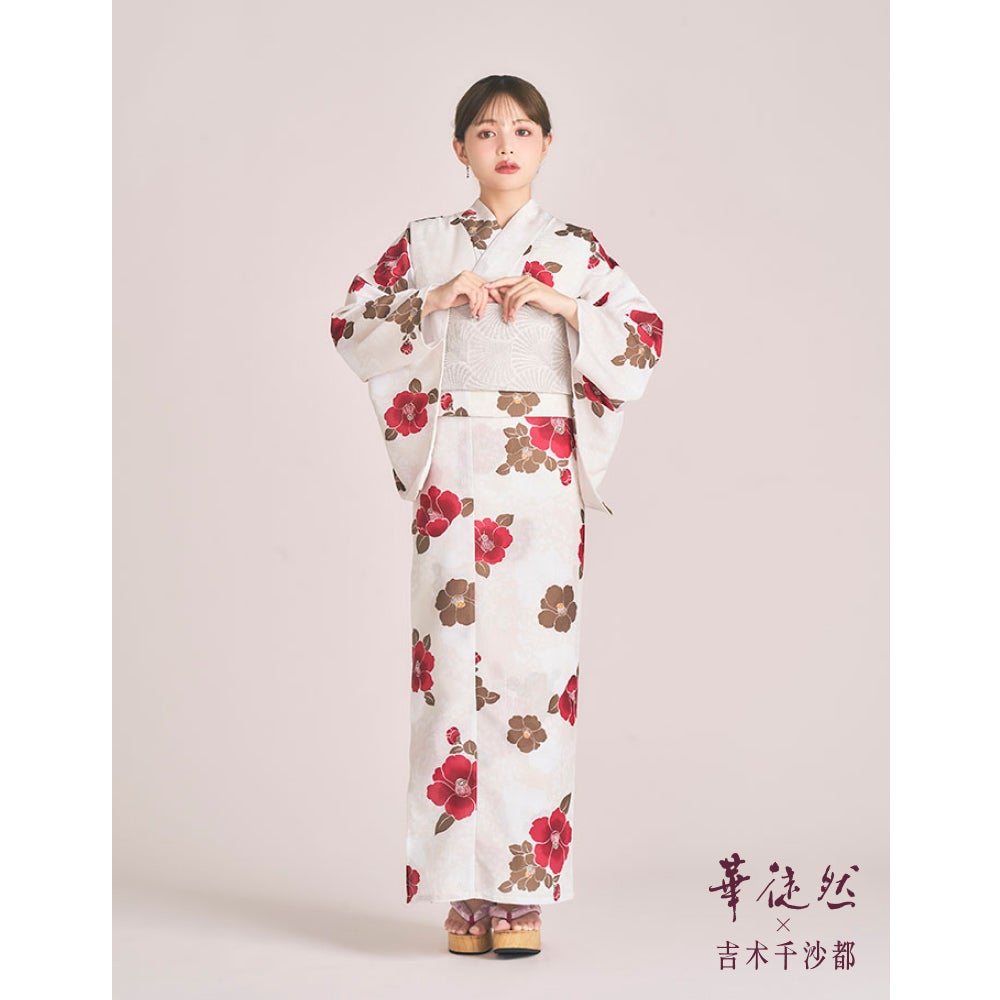 [レンタル] [2025新作]京都丸紅 華徒然×吉木千沙都 レディース浴衣 フルセット 椿 フリーサイズ