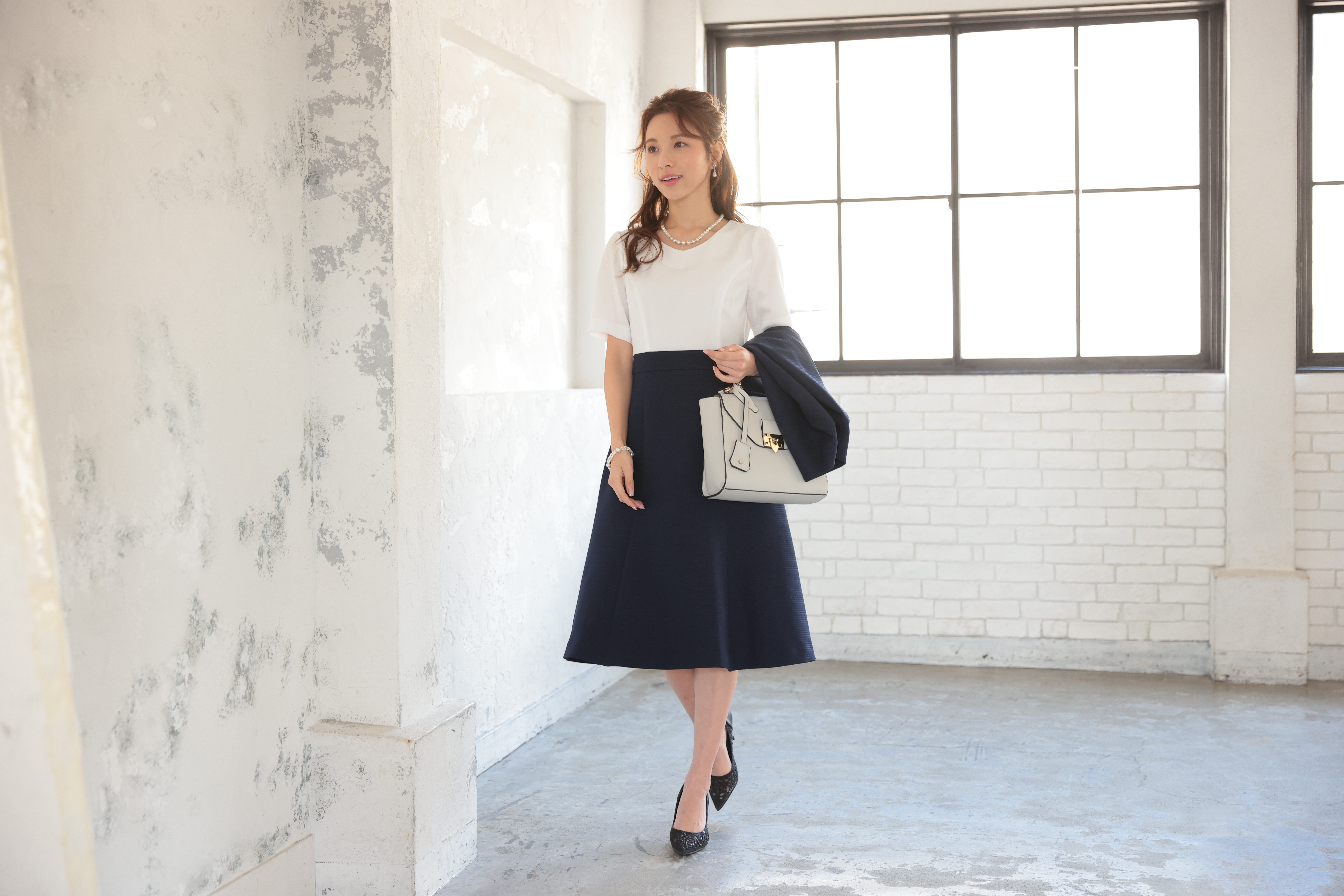 [レンタル] アートマリー ピケツイード調アンサンブルスーツ【2点セット】ネイビーの宅配レンタル - 5