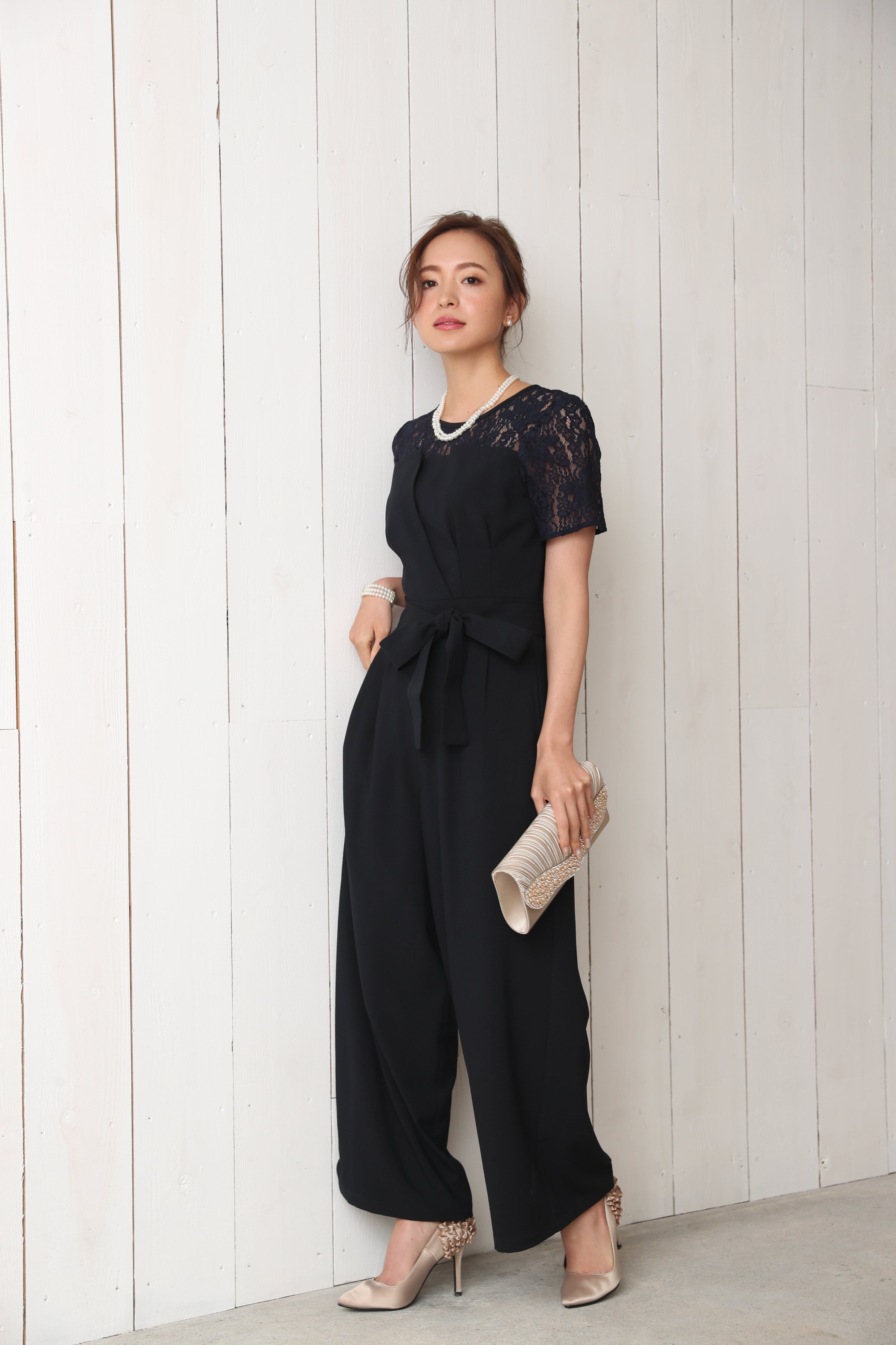 [レンタル] BELINDA DE CAPRIS 袖付きタックテーパード オールインワン パンツドレス ネイビーの宅配レンタル - 5