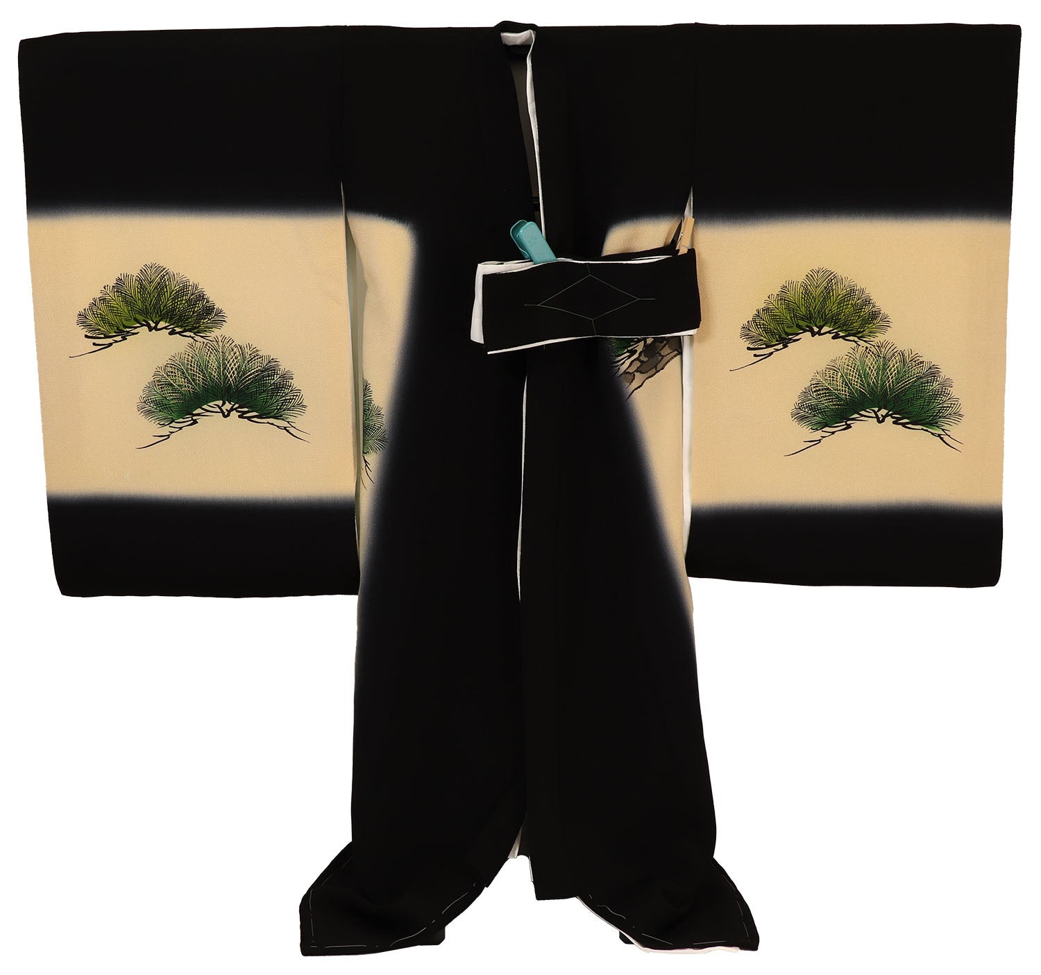 [レンタル] 男の子 お宮参り 産着 レンタル6点フルセット 正絹 刺繍の鷹と弓矢 黒色の宅配レンタル - 2