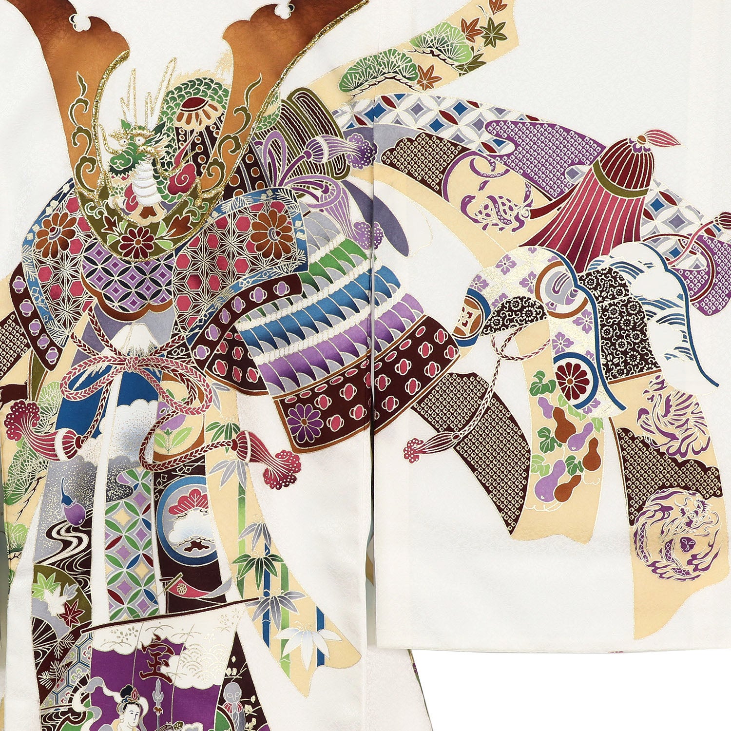 [レンタル] 男の子 お宮参り 産着 レンタル6点フルセット 正絹 兜に十徳 白色の宅配レンタル - 3