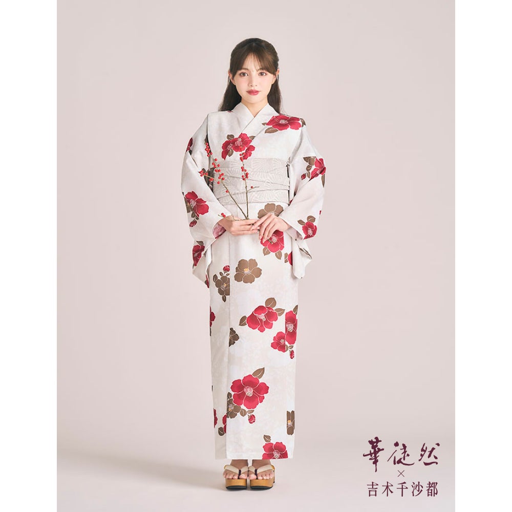 [レンタル] [2025新作]京都丸紅 華徒然×吉木千沙都 レディース浴衣 セパレート フルセット 椿 フリーサイズ
