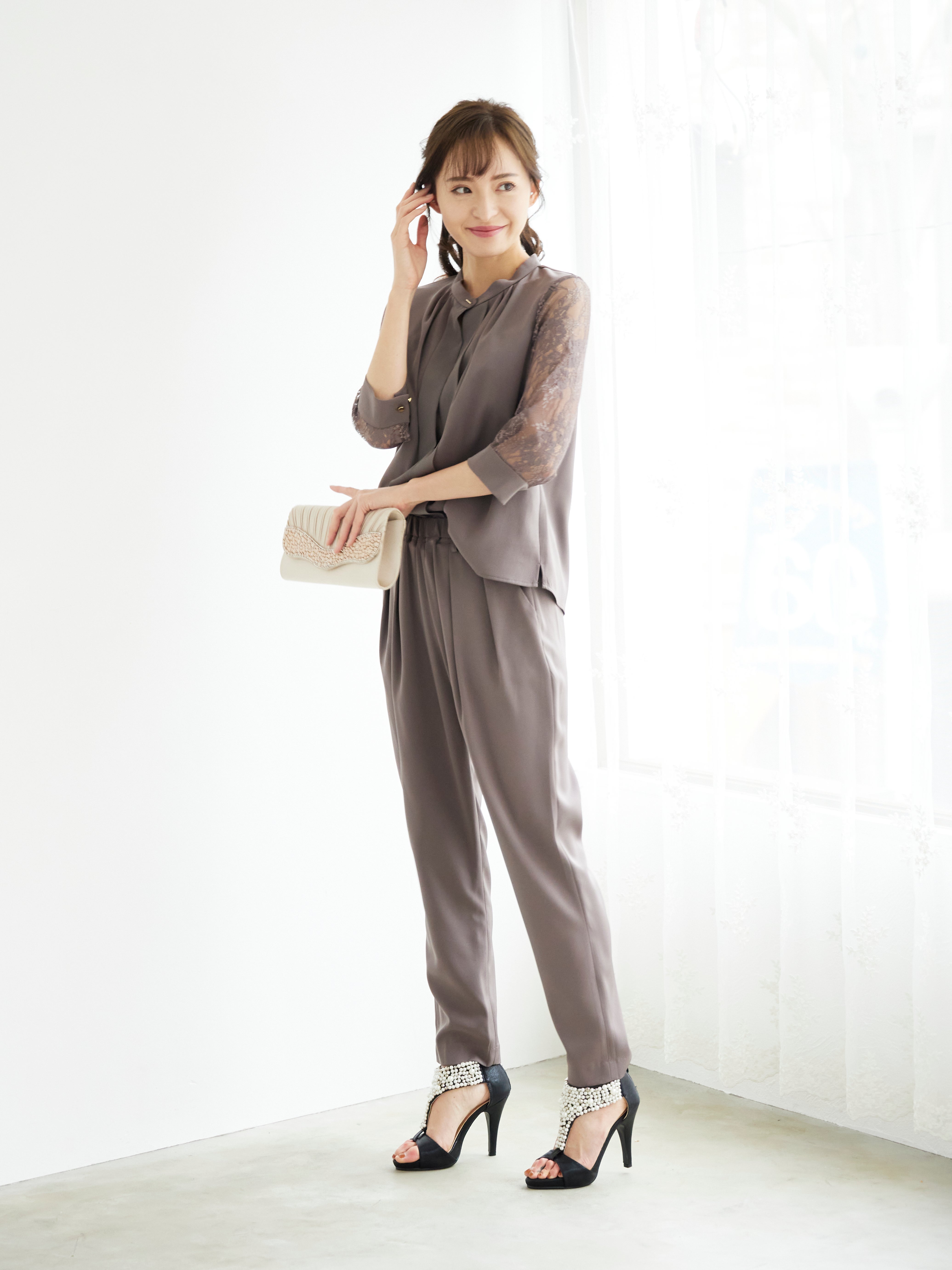 [レンタル] BELINDA DE CAPRIS 前開きブラウス セットアップ テーパードパンツドレス モカの宅配レンタル - 7