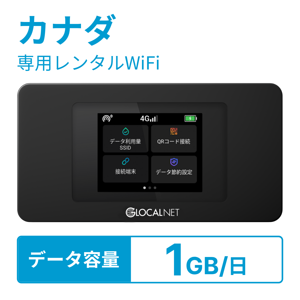 [レンタル] レンティオWiFi カナダWiFi 4G 1GB/日 データ容量プラン