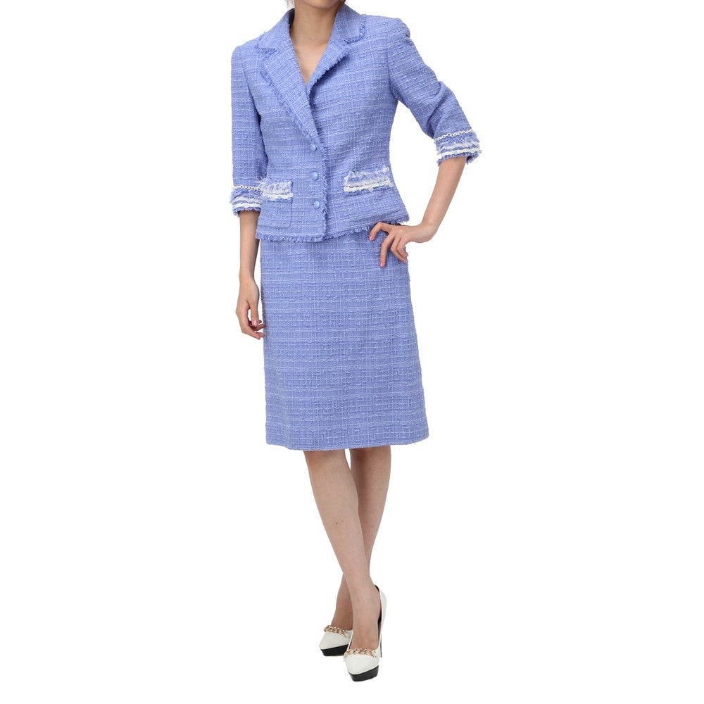 [レンタル] ルネ セレモニースーツ2点セット(ジャケット+スカート) ベージュ / ブルー / グレー / ホワイト / オレンジ / ネイビー / ピンク ブルー 9号