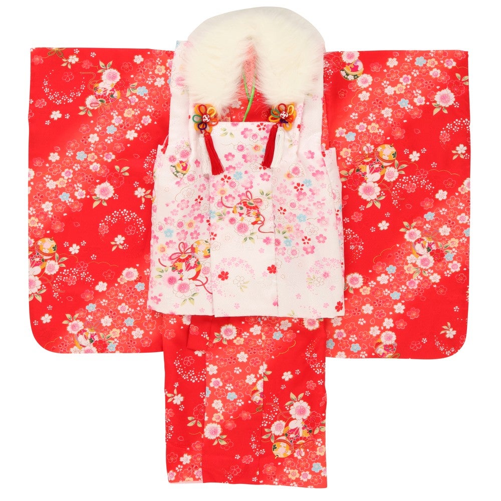[レンタル] 七五三/節句 被布セット 3歳女の子 小花柄 華やかの宅配レンタル - 5