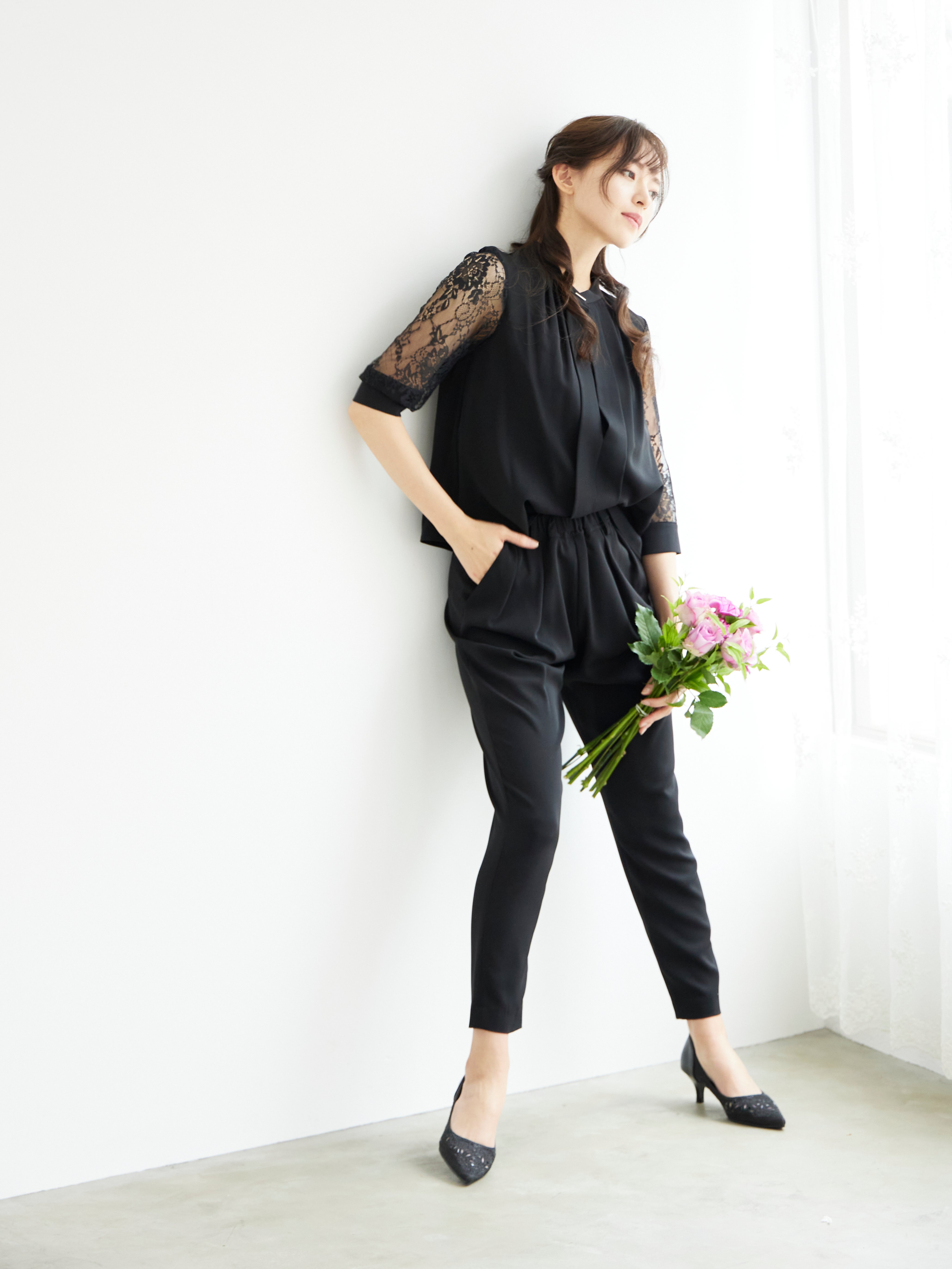 [レンタル] BELINDA DE CAPRIS 前開きブラウス セットアップ テーパードパンツドレス ブラックの宅配レンタル - 6