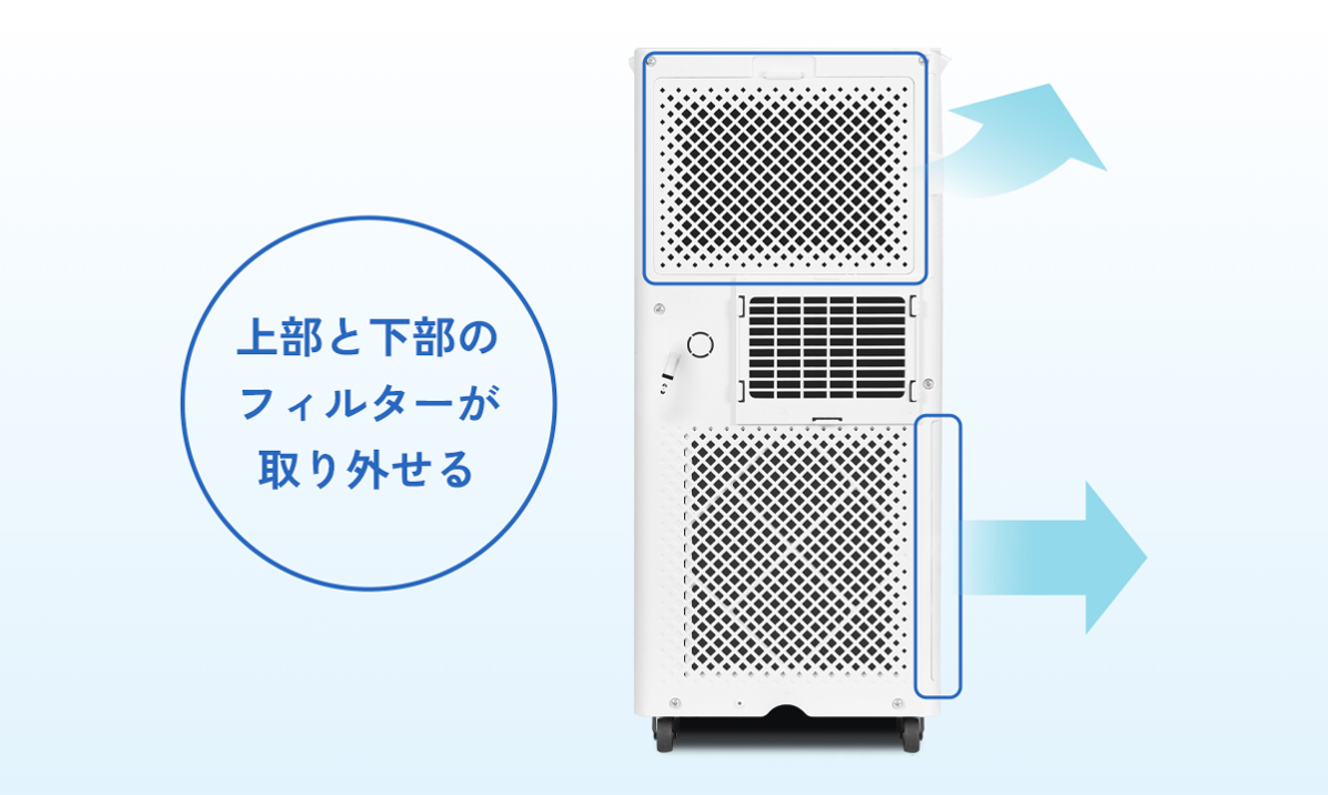 ポータブルクーラー HPAC-22S 上部と下部のフィルターが取り外せる - 12
